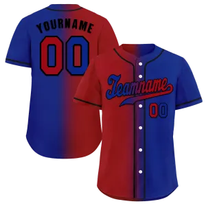 Custom Red Blue Gradient Fashion Blue Authentic Baseball Jersey