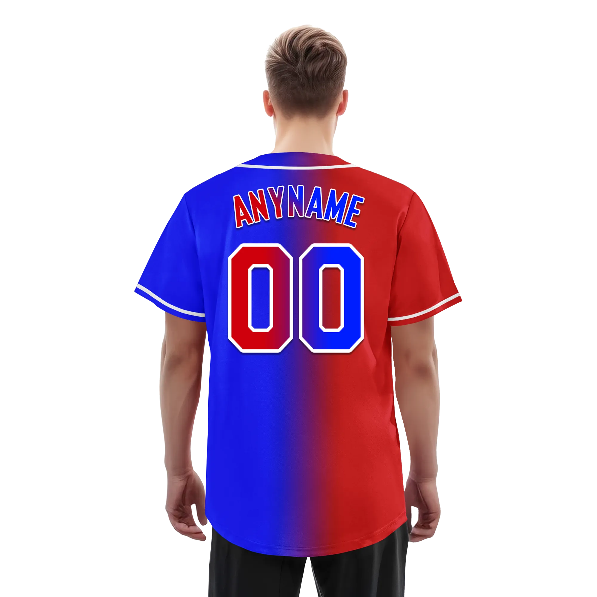 Custom Red Blue Gradient Fashion Personalized Authentic Baseball Jersey BSBJ01-D0a707b