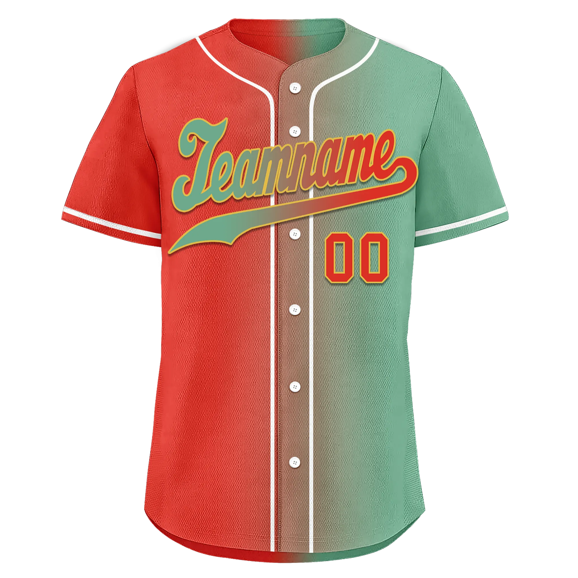 Custom Red Green Gradient Fashion Personalized Authentic Baseball Jersey BSBJ01-D0a7a09