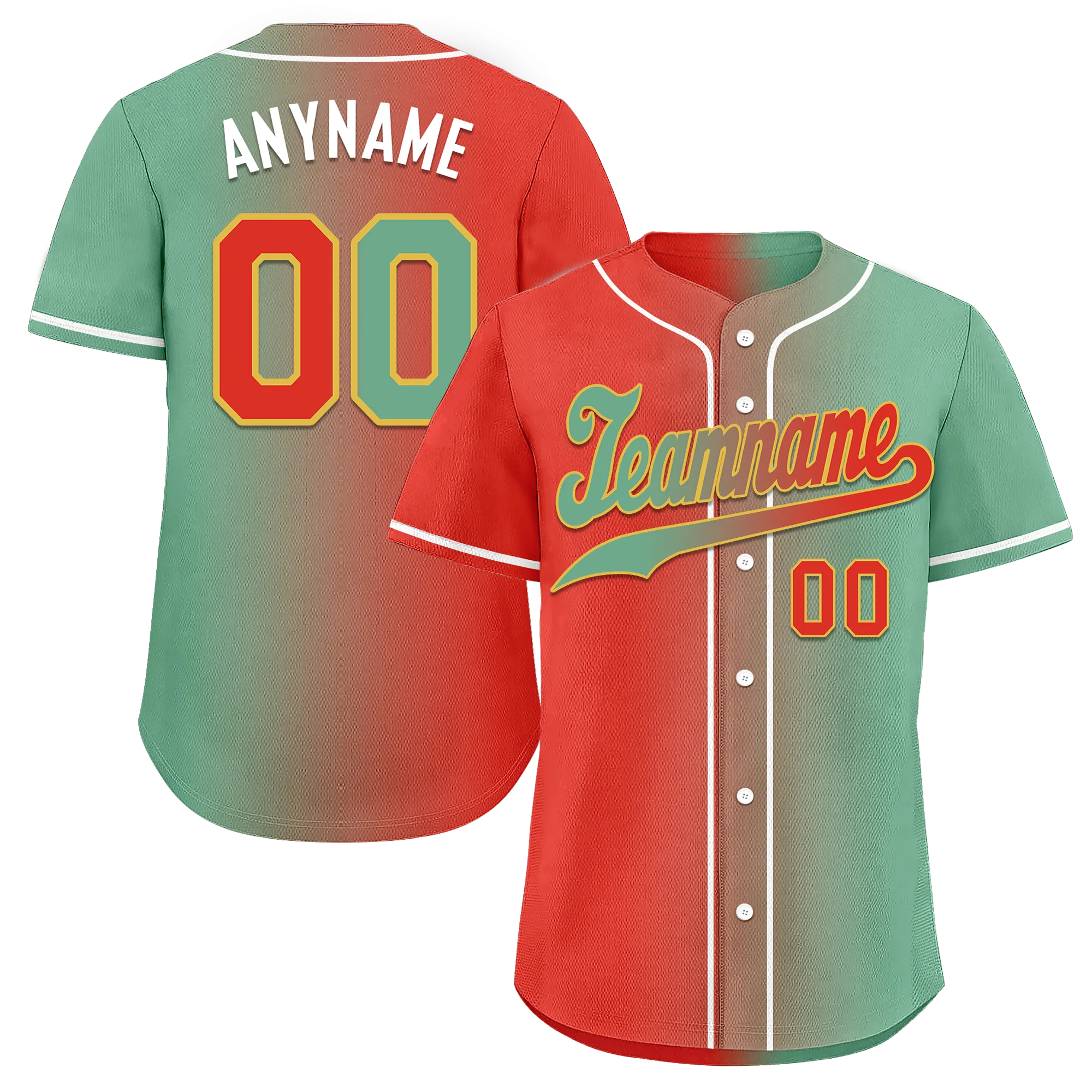 Custom Red Green Gradient Fashion Personalized Authentic Baseball Jersey BSBJ01-D0a7a09