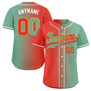 Custom Red Green Gradient Fashion Personalized Authentic Baseball Jersey BSBJ01-D0a7a09