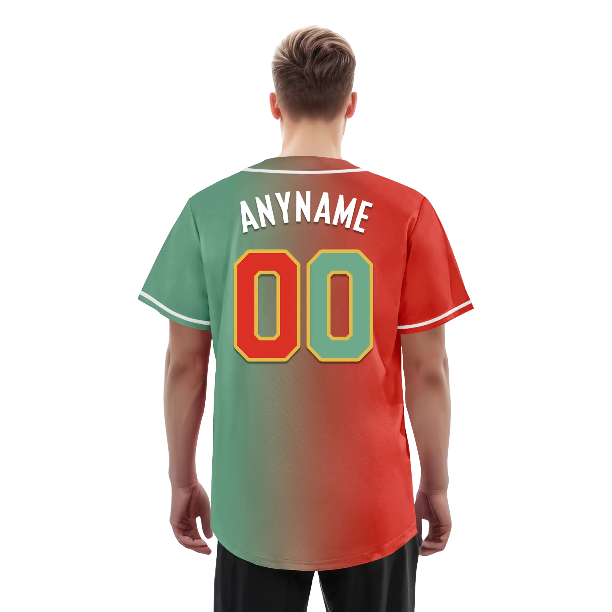 Custom Red Green Gradient Fashion Personalized Authentic Baseball Jersey BSBJ01-D0a7a09