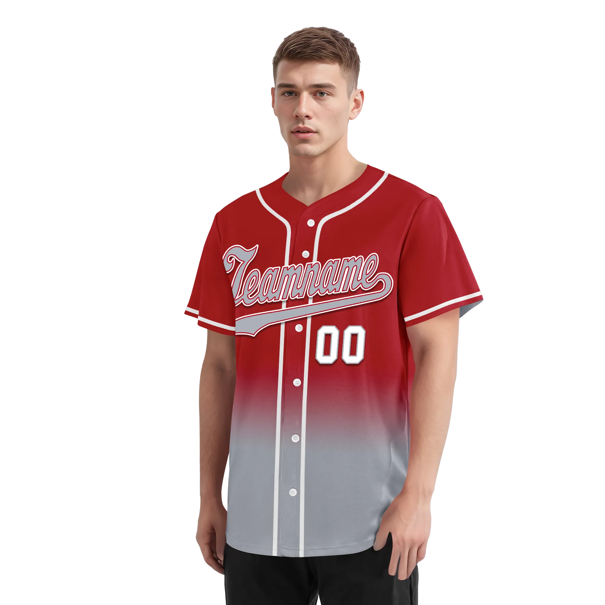 Custom Red Grey Fade Fashion Personalized Authentic Baseball Jersey BSBJ01-D0a70bb