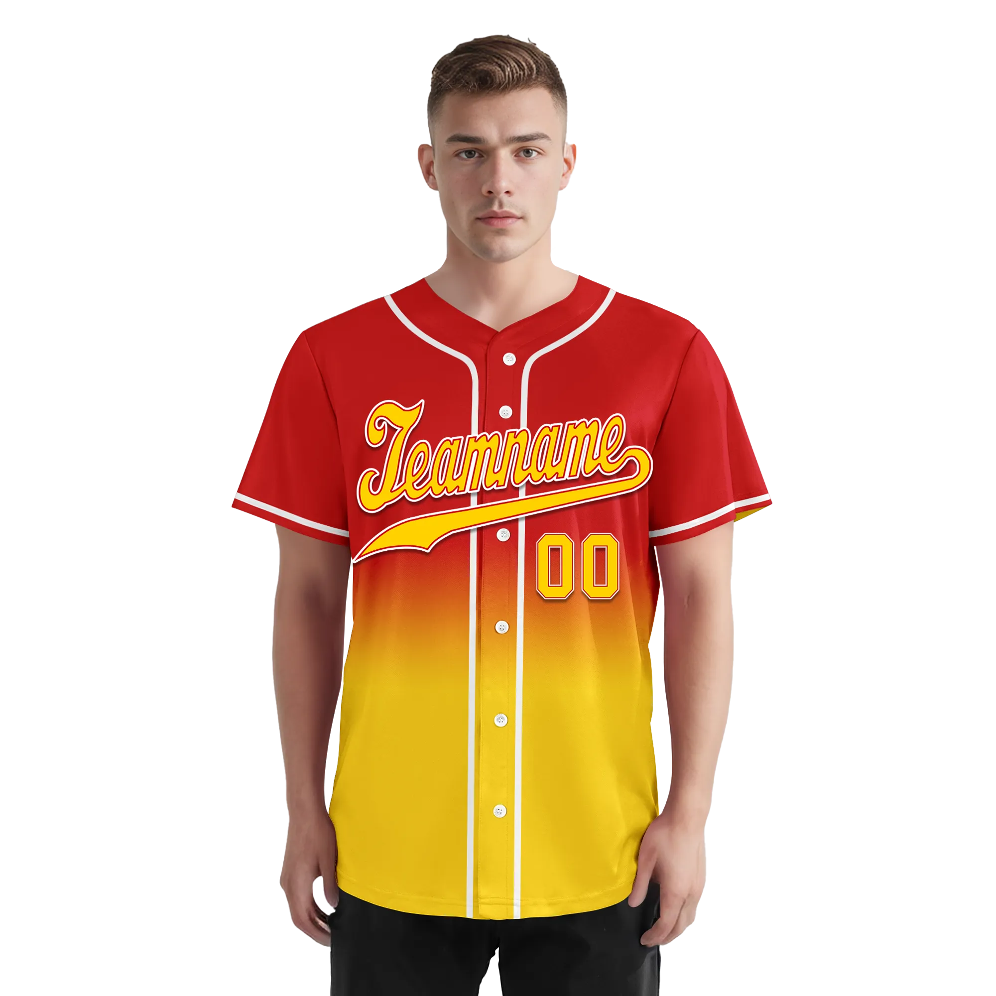 Custom Red Yellow Fade Fashion Personalized Authentic Baseball Jersey BSBJ01-D0a70d7
