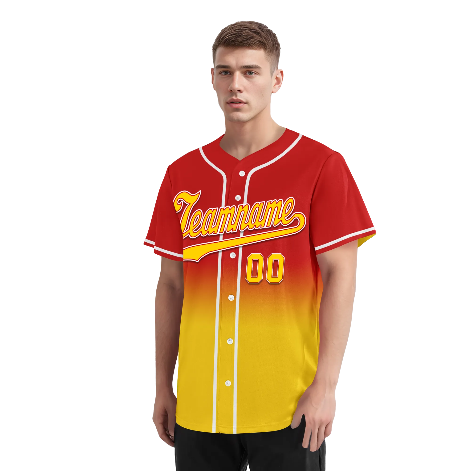Custom Red Yellow Fade Fashion Personalized Authentic Baseball Jersey BSBJ01-D0a70d7