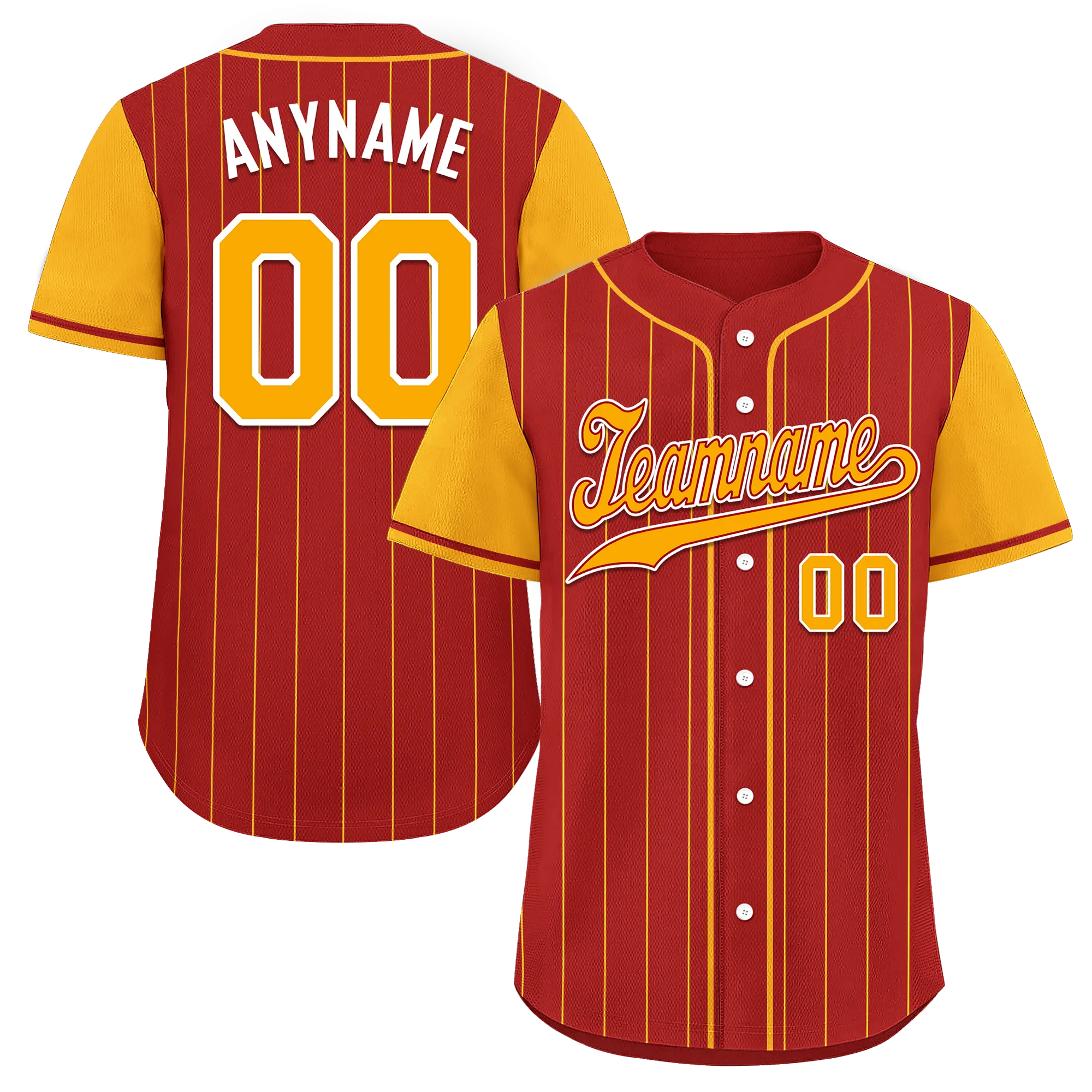 Custom Red Yellow Stripe Fashion Personalized Authentic Baseball Jersey BSBJ01-D017221