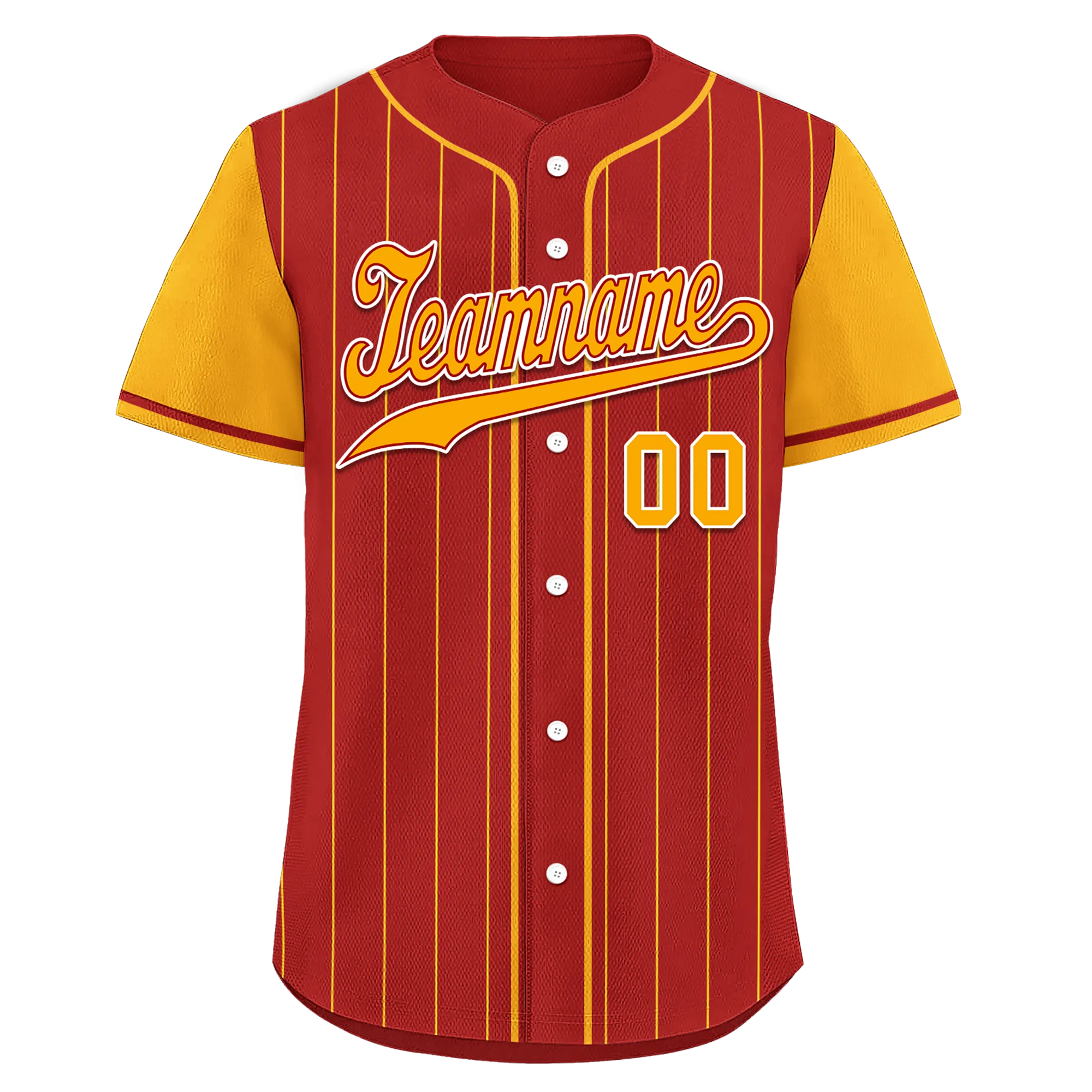 Custom Red Yellow Stripe Fashion Personalized Authentic Baseball Jersey BSBJ01-D017221