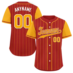 Custom Red Yellow Stripe Fashion Personalized Authentic Baseball Jersey BSBJ01-D017221