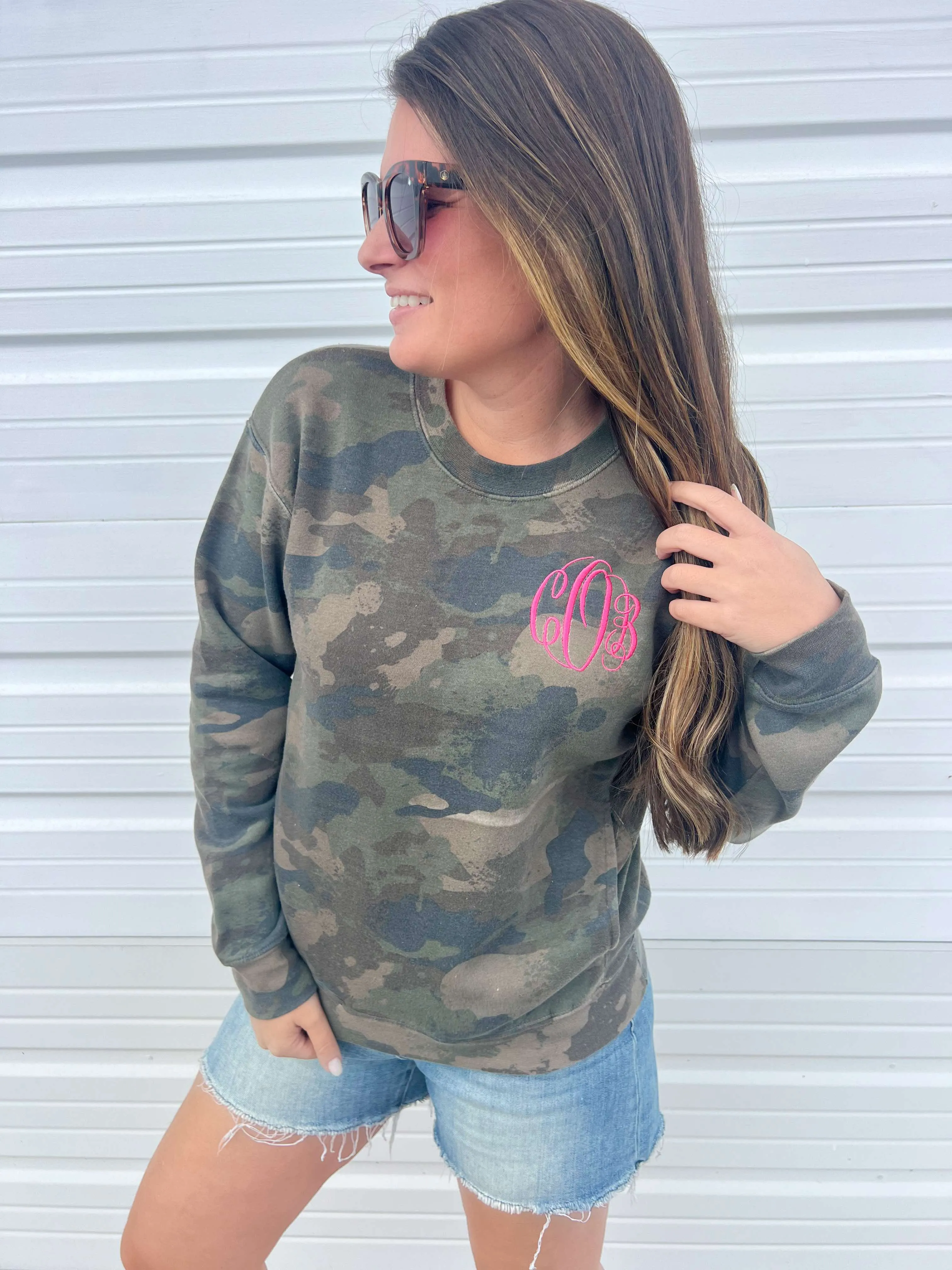 Custom Vintage Camo Monogram Sweatshirt by Prep Obsessed (Ships in 3 Weeks)