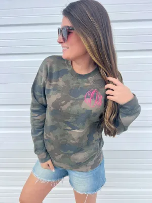 Custom Vintage Camo Monogram Sweatshirt by Prep Obsessed (Ships in 3 Weeks)