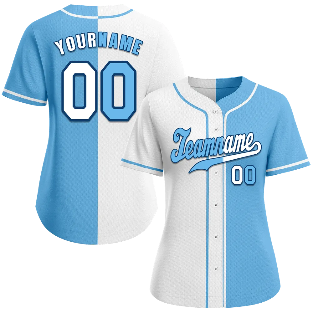 Custom White Blue Gradient Fashion Blue Authentic Baseball Jersey