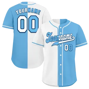 Custom White Blue Gradient Fashion Blue Authentic Baseball Jersey