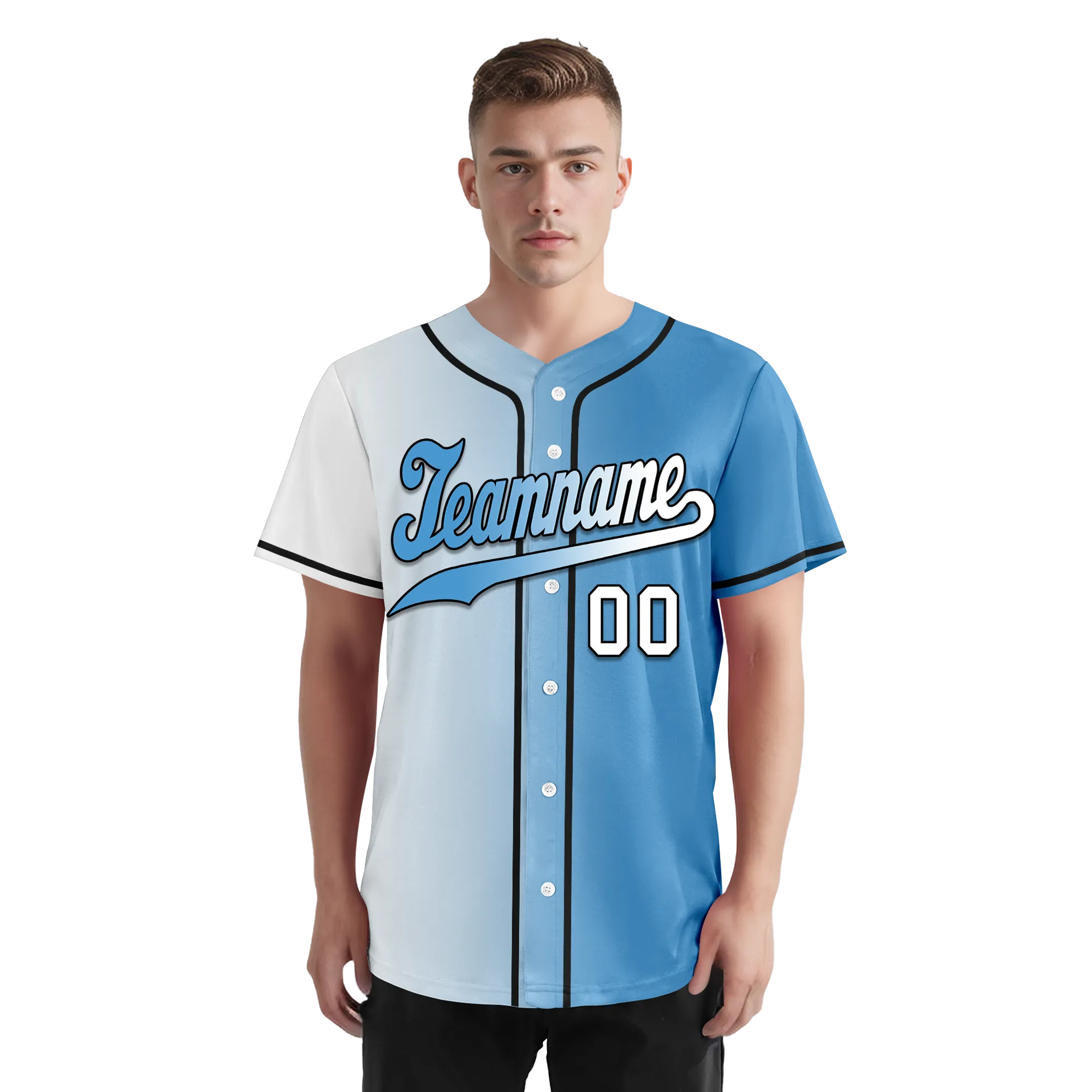 Custom White Blue Gradient Fashion Personalized Authentic Baseball Jersey BSBJ01-D0a7aaa