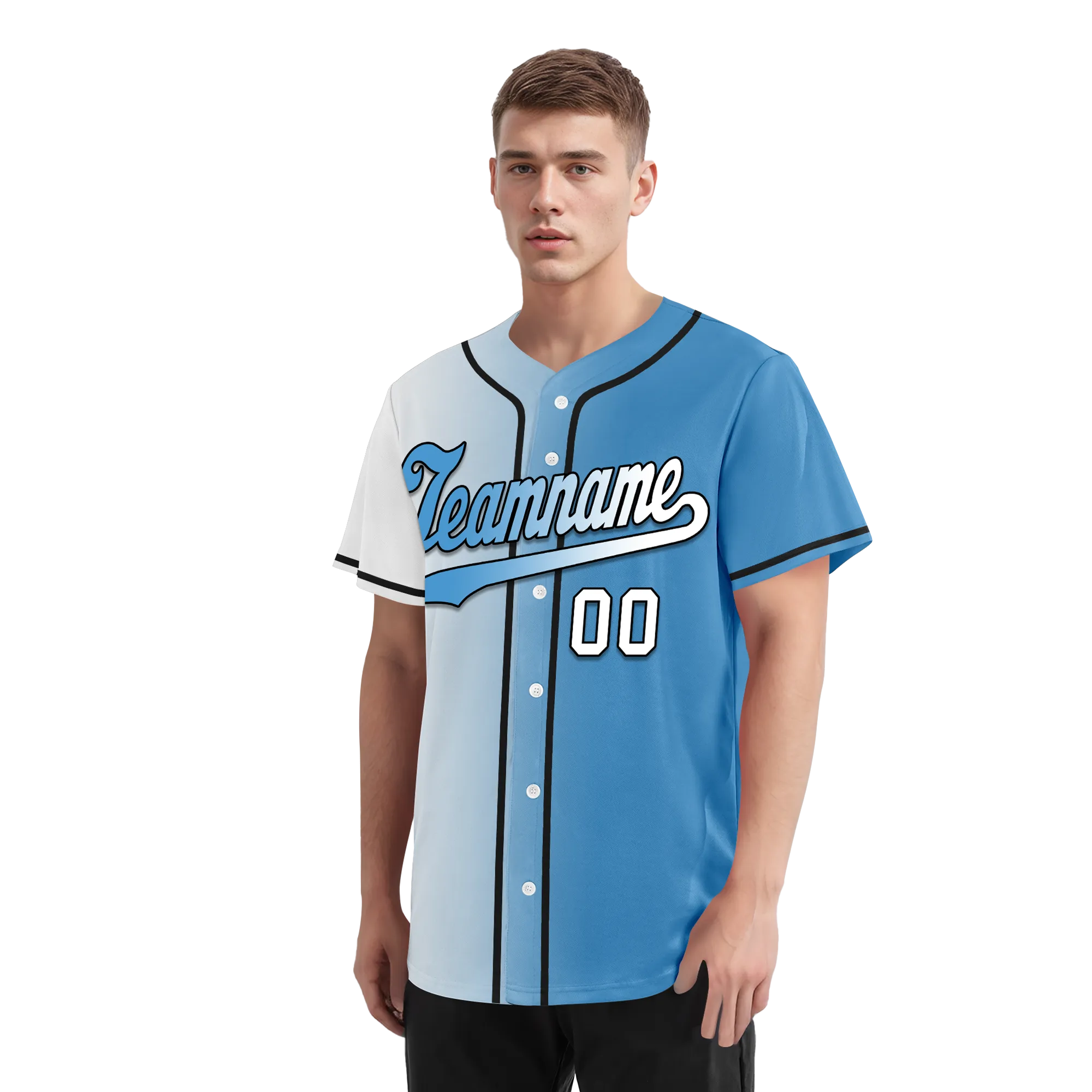 Custom White Blue Gradient Fashion Personalized Authentic Baseball Jersey BSBJ01-D0a7aaa