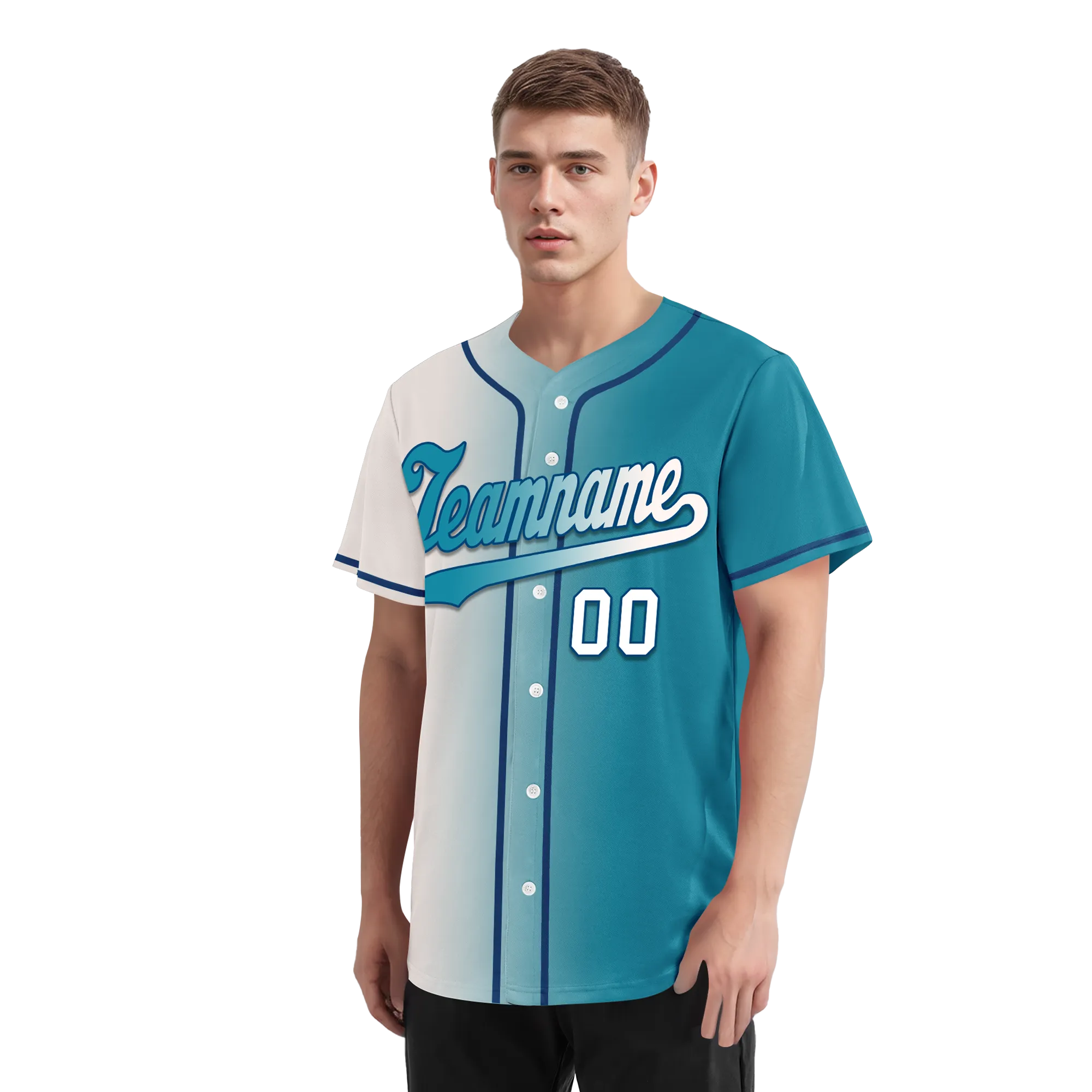 Custom White Blue Gradient Fashion Personalized Authentic Baseball Jersey BSBJ01-D0a7ab0