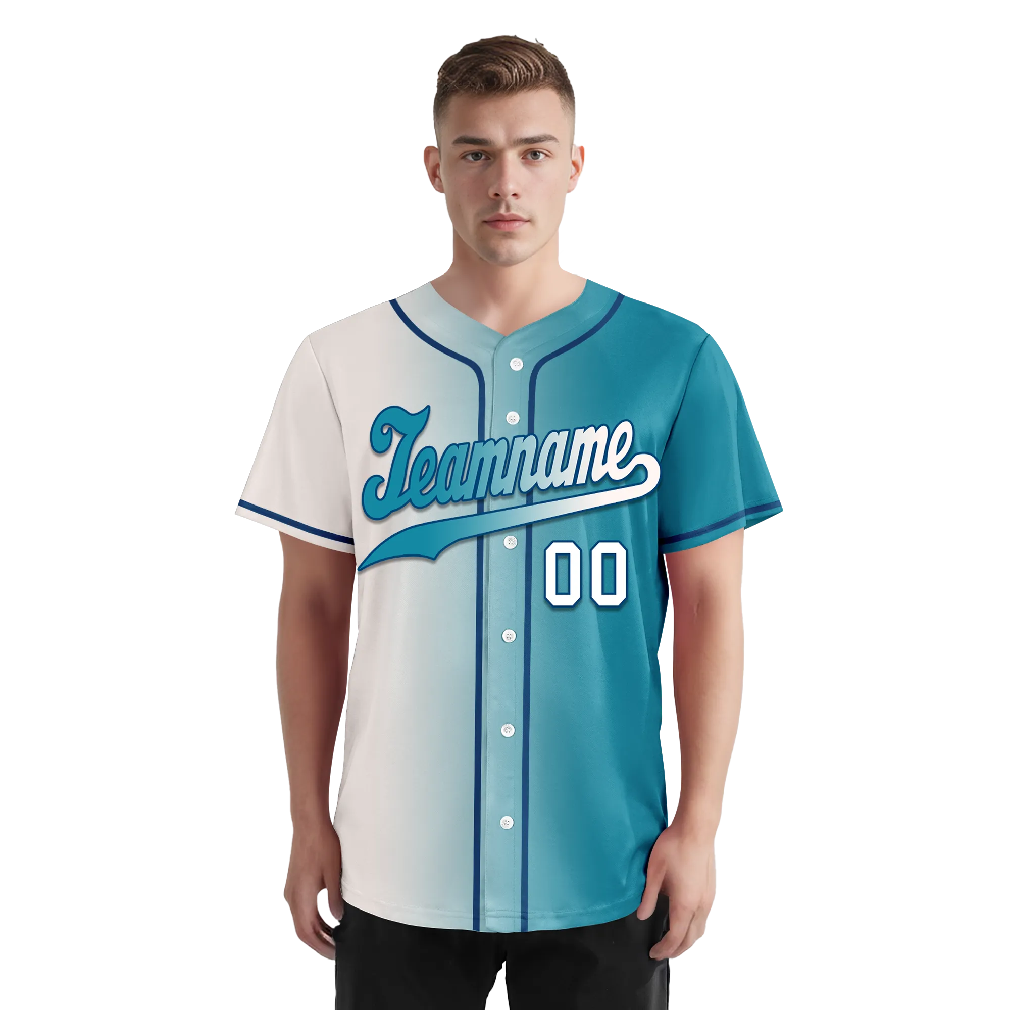 Custom White Blue Gradient Fashion Personalized Authentic Baseball Jersey BSBJ01-D0a7ab0