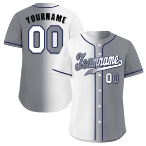Custom White Grey Gradient Fashion Grey Authentic Baseball Jersey