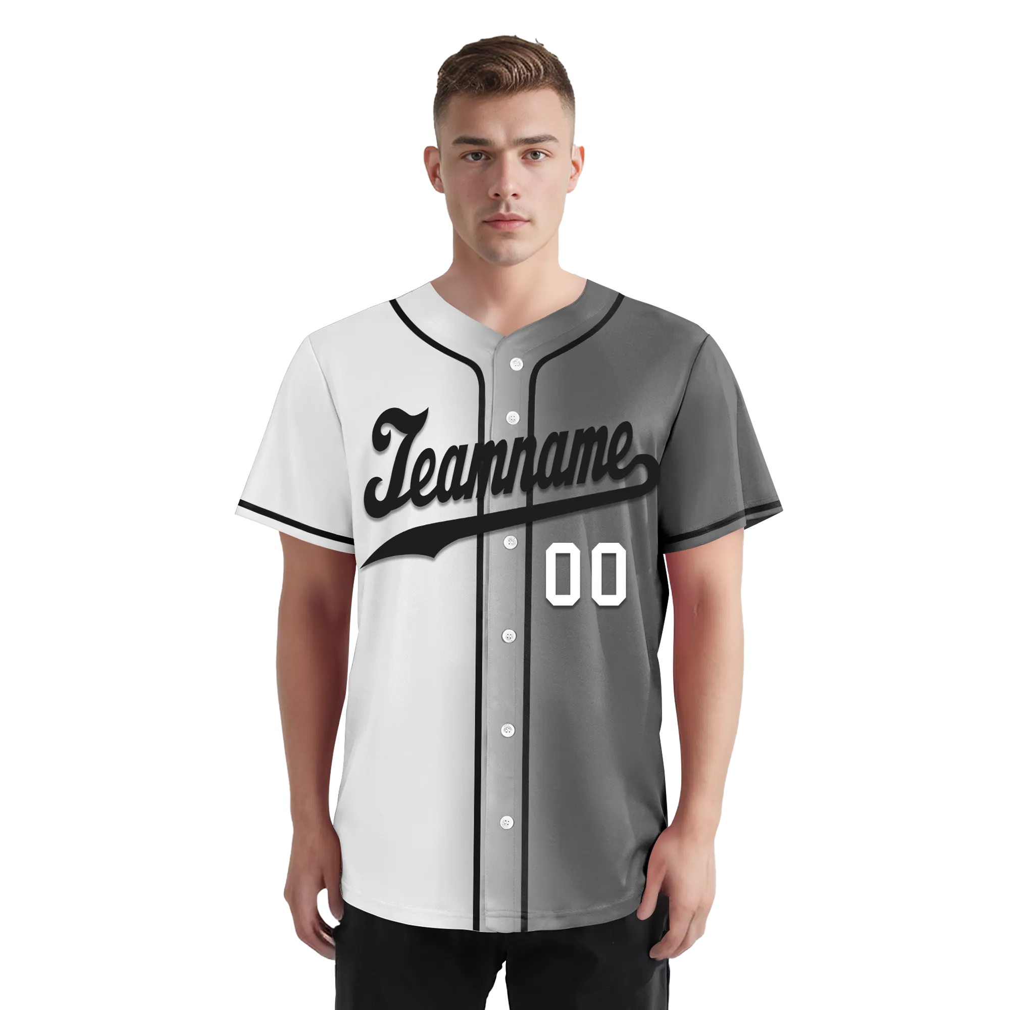 Custom White Grey Gradient Fashion Personalized Authentic Baseball Jersey BSBJ01-D0a7aaf