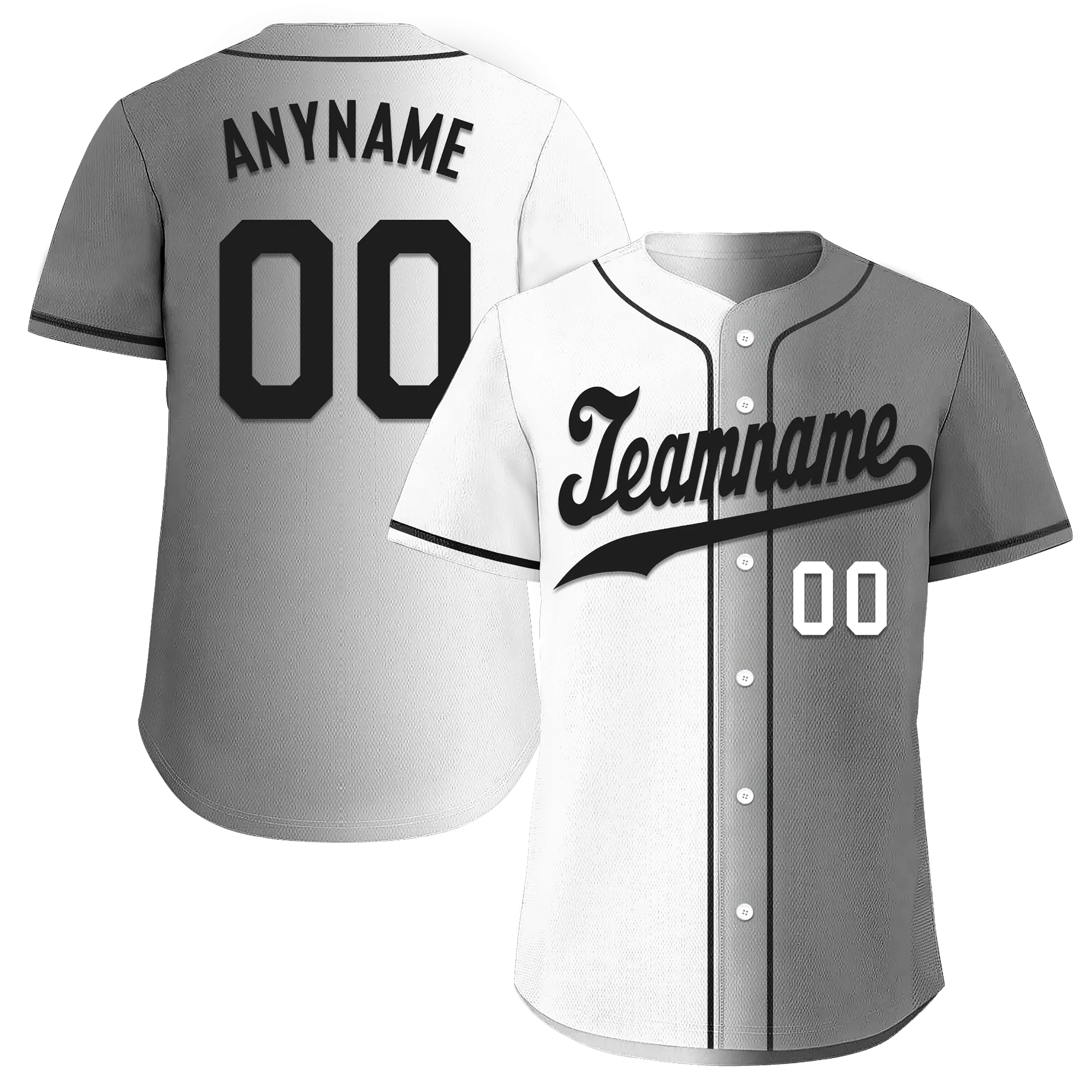 Custom White Grey Gradient Fashion Personalized Authentic Baseball Jersey BSBJ01-D0a7aaf