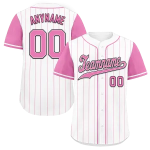 Custom White Pink Stripe Fashion Personalized Authentic Baseball Jersey BSBJ01-D017225