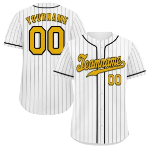 Custom White Stripe Fashion Orange Authentic Baseball Jersey