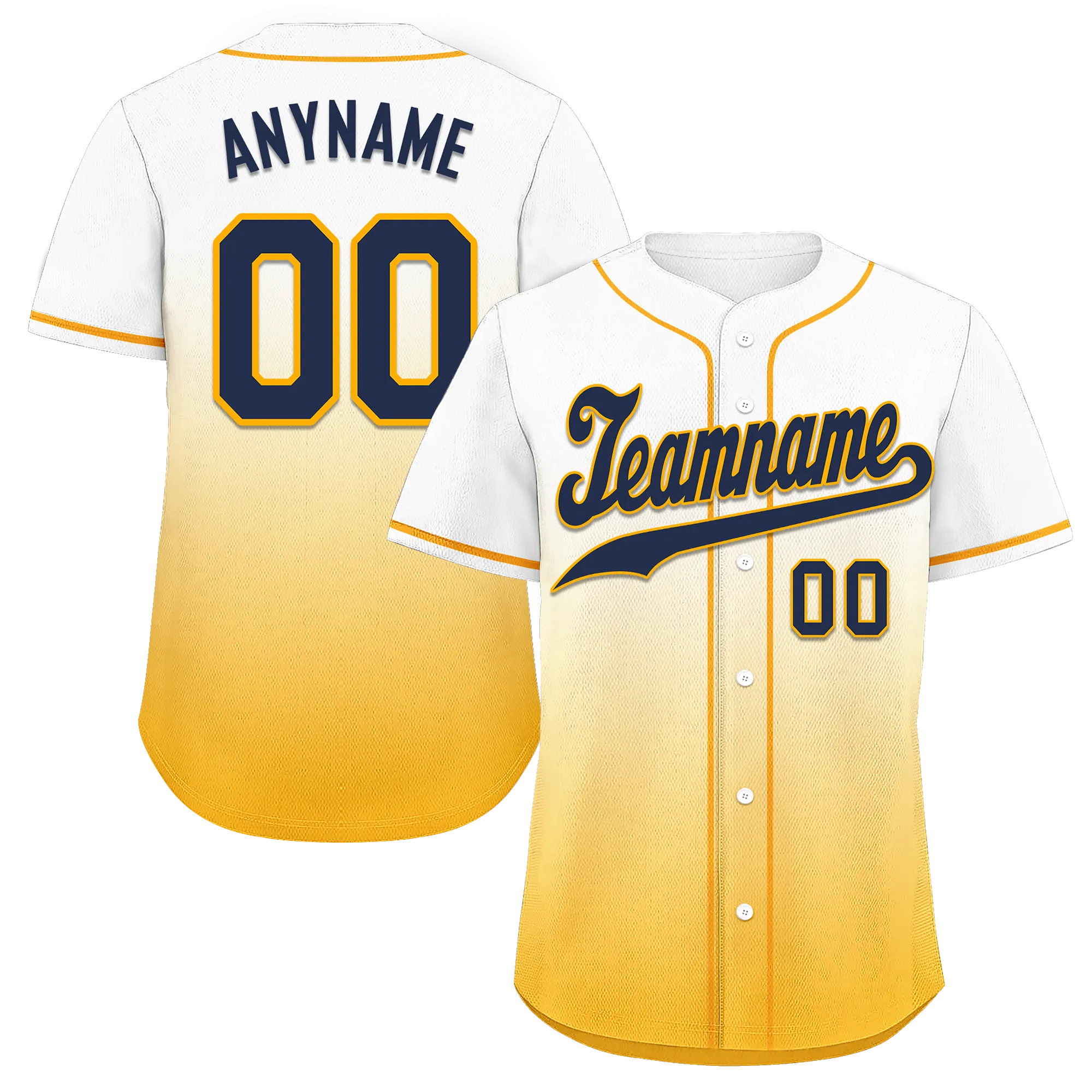 Custom White Yellow Fade Fashion Personalized Authentic Baseball Jersey BSBJ01-D0a70dc