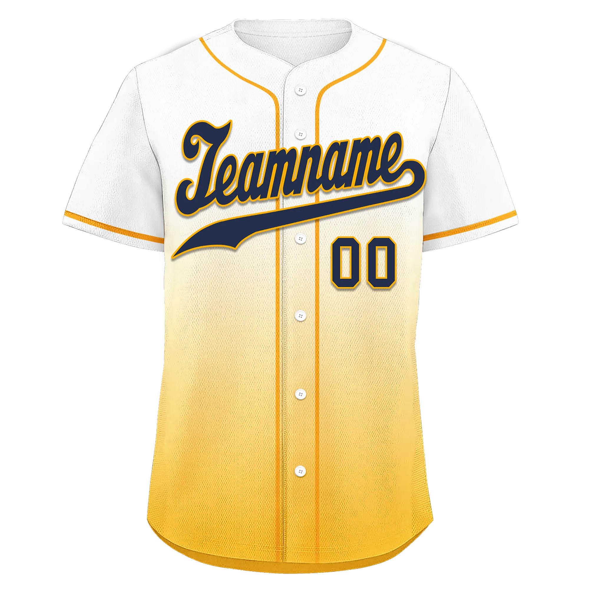 Custom White Yellow Fade Fashion Personalized Authentic Baseball Jersey BSBJ01-D0a70dc