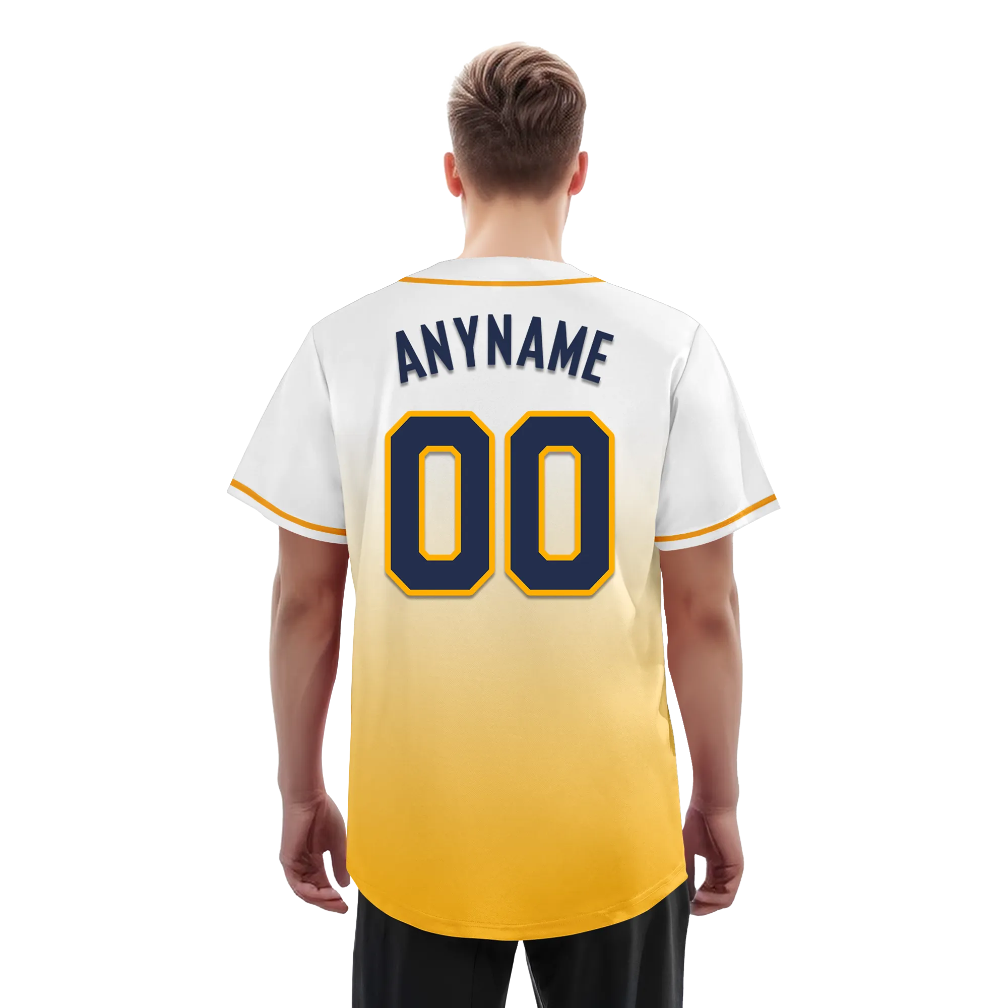 Custom White Yellow Fade Fashion Personalized Authentic Baseball Jersey BSBJ01-D0a70dc
