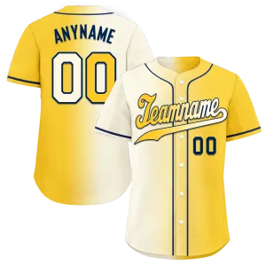 Custom White Yellow Gradient Fashion Personalized Authentic Baseball Jersey BSBJ01-D0a709f