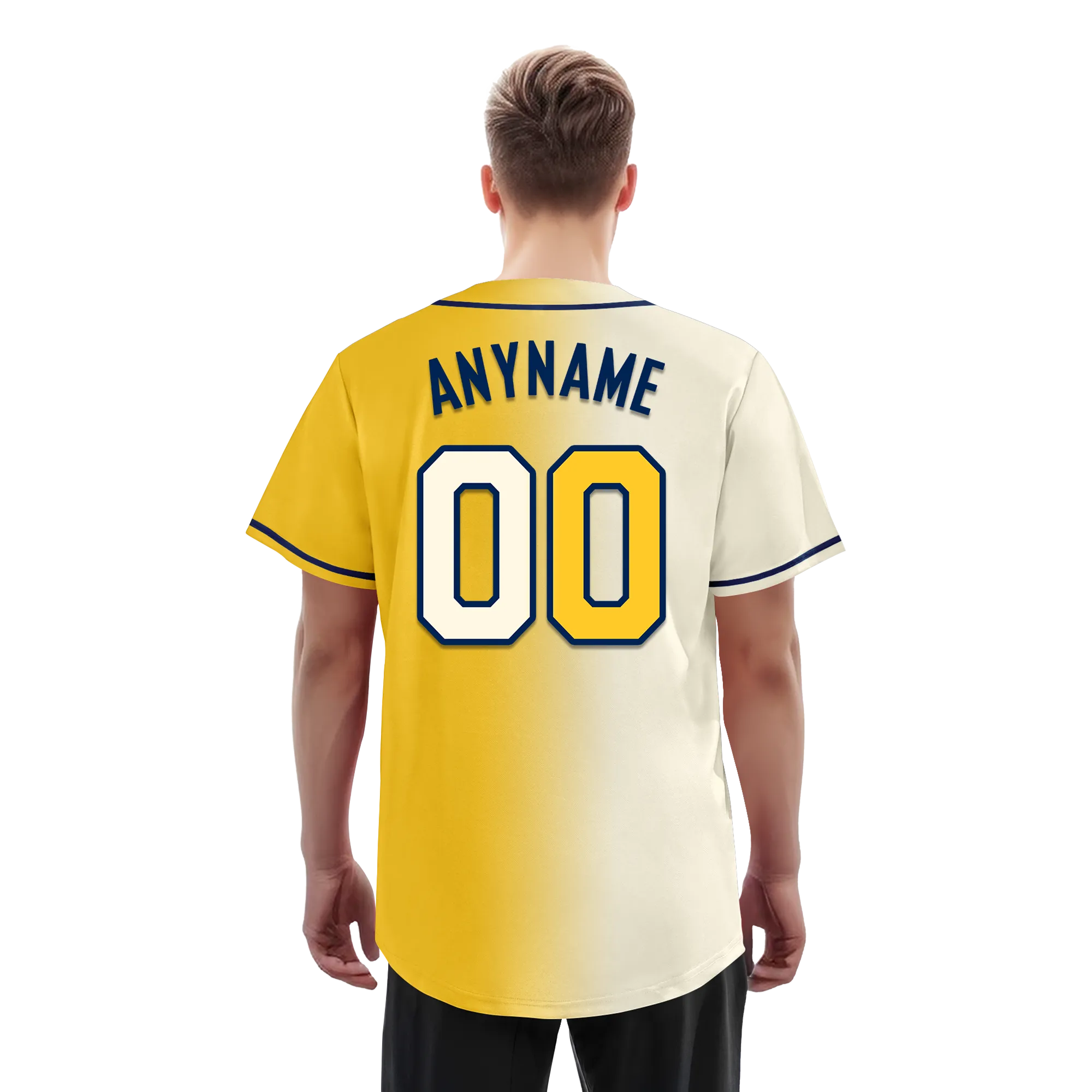Custom White Yellow Gradient Fashion Personalized Authentic Baseball Jersey BSBJ01-D0a709f