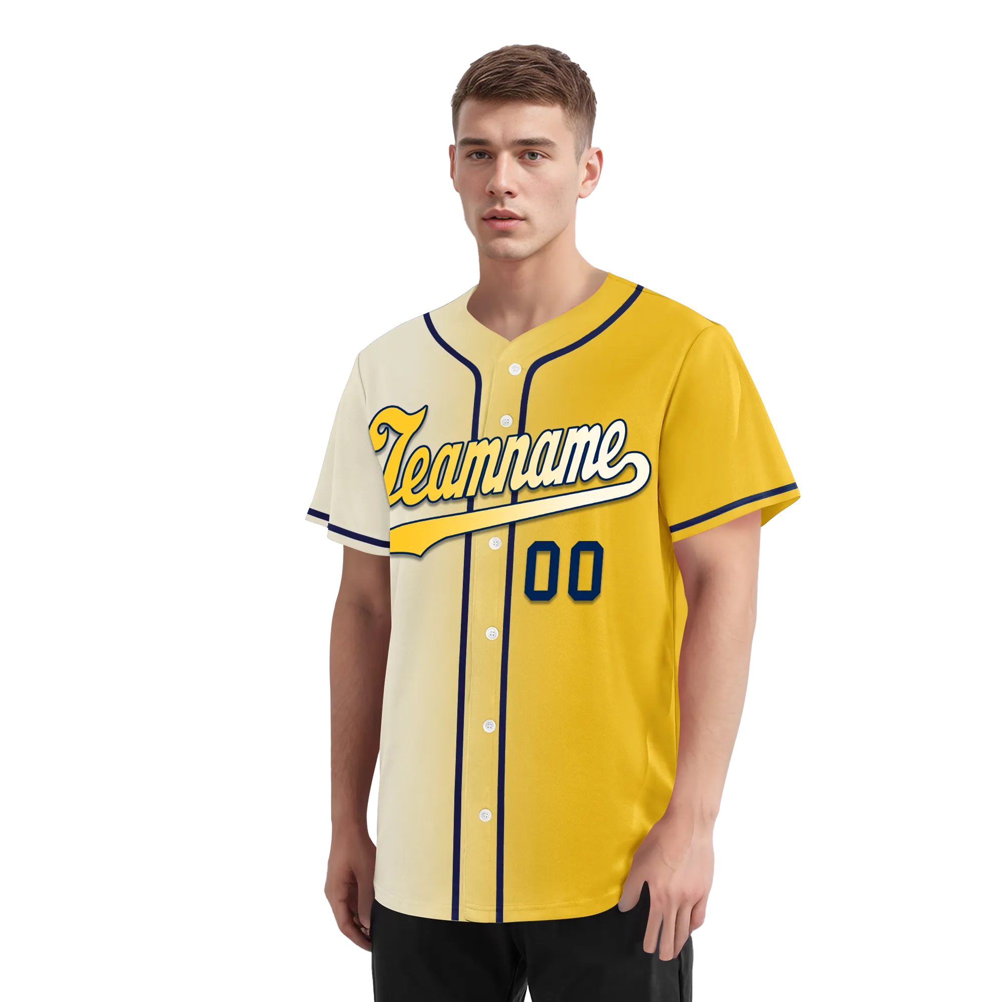 Custom White Yellow Gradient Fashion Personalized Authentic Baseball Jersey BSBJ01-D0a709f