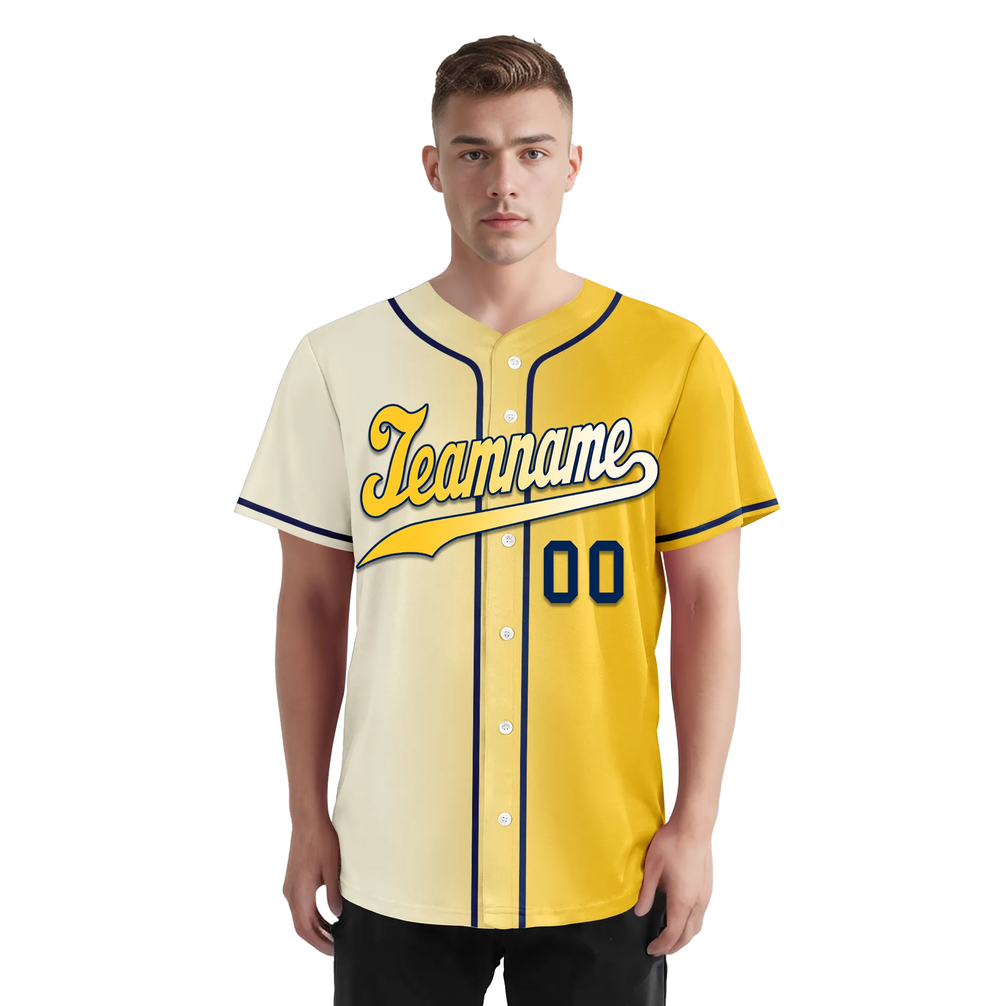 Custom White Yellow Gradient Fashion Personalized Authentic Baseball Jersey BSBJ01-D0a709f