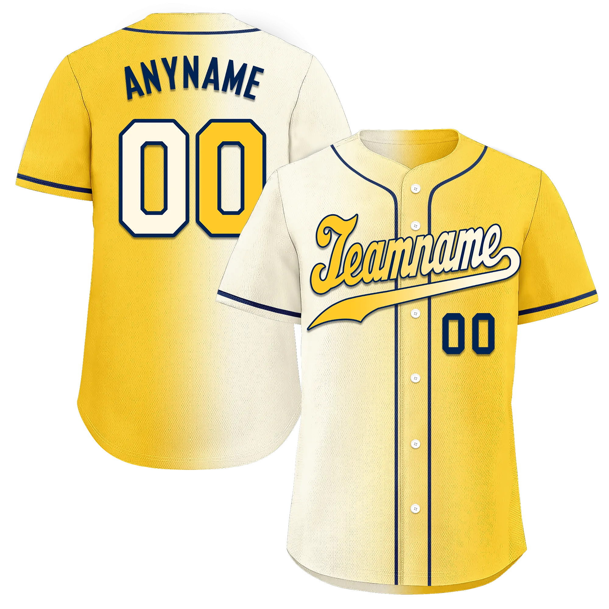 Custom White Yellow Gradient Fashion Personalized Authentic Baseball Jersey BSBJ01-D0a709f