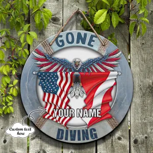 Custom Wooden Sign - Gone Diving