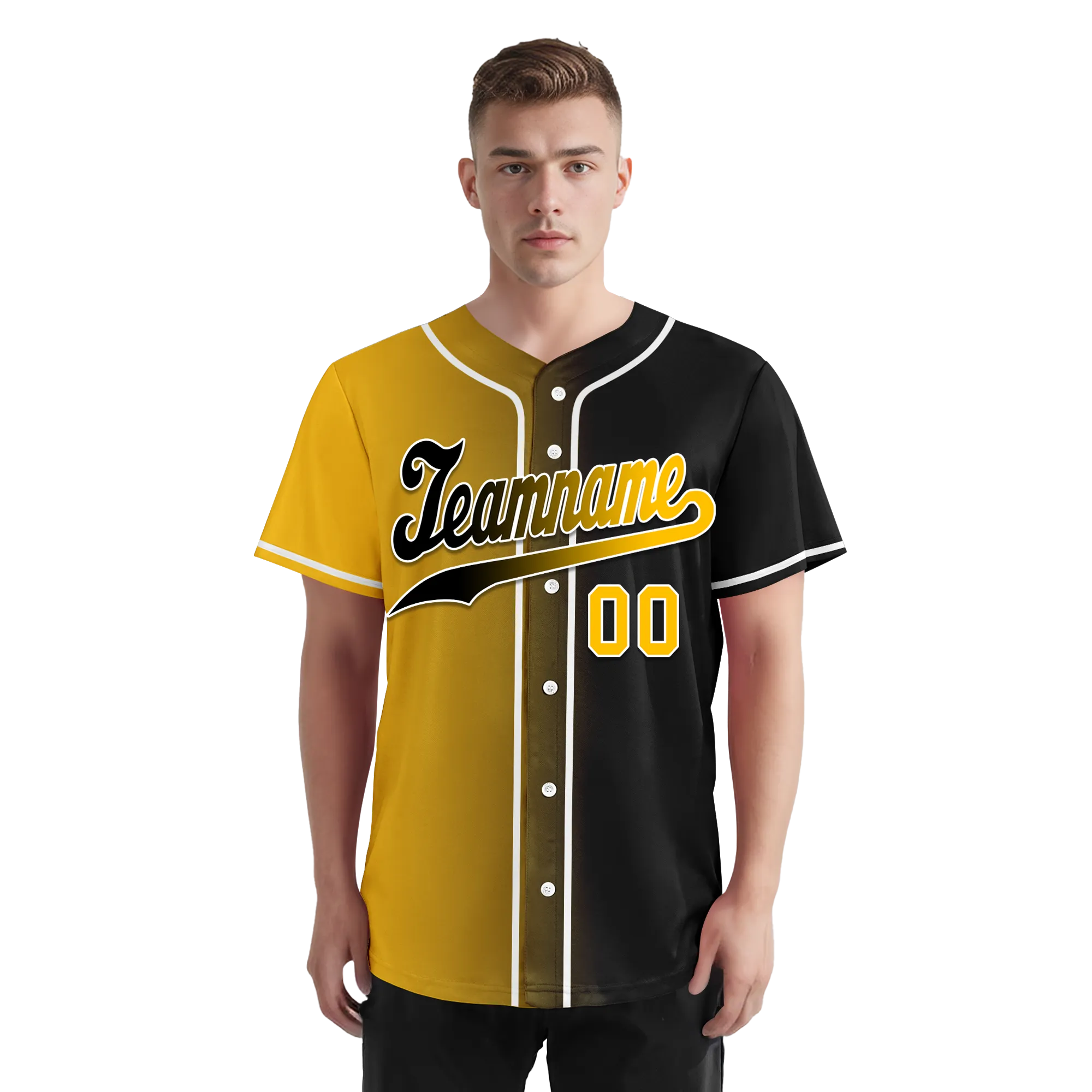 Custom Yellow Black Gradient Fashion Personalized Authentic Baseball Jersey BSBJ01-D0a7a00