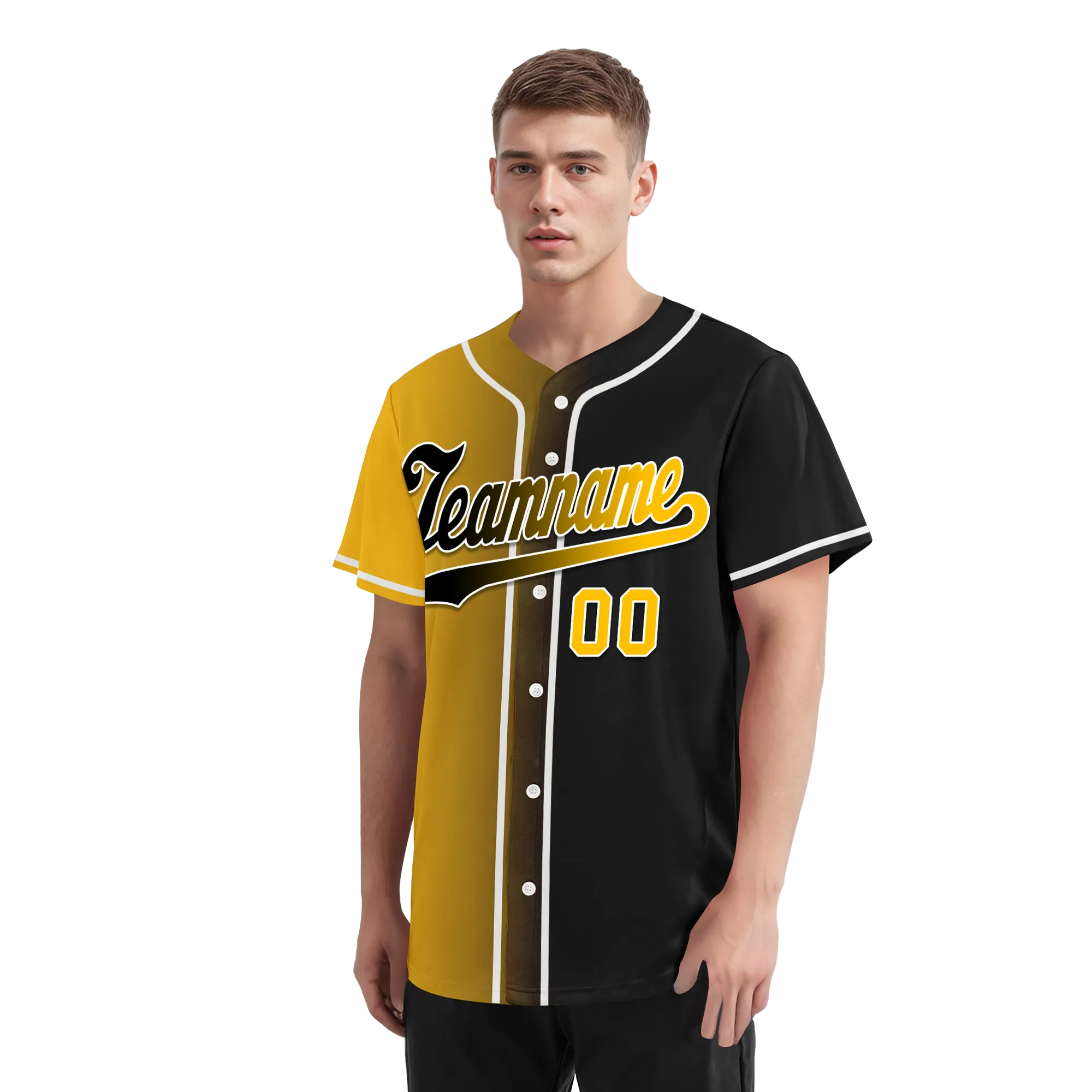 Custom Yellow Black Gradient Fashion Personalized Authentic Baseball Jersey BSBJ01-D0a7a00