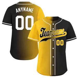 Custom Yellow Black Gradient Fashion Personalized Authentic Baseball Jersey BSBJ01-D0a7a00