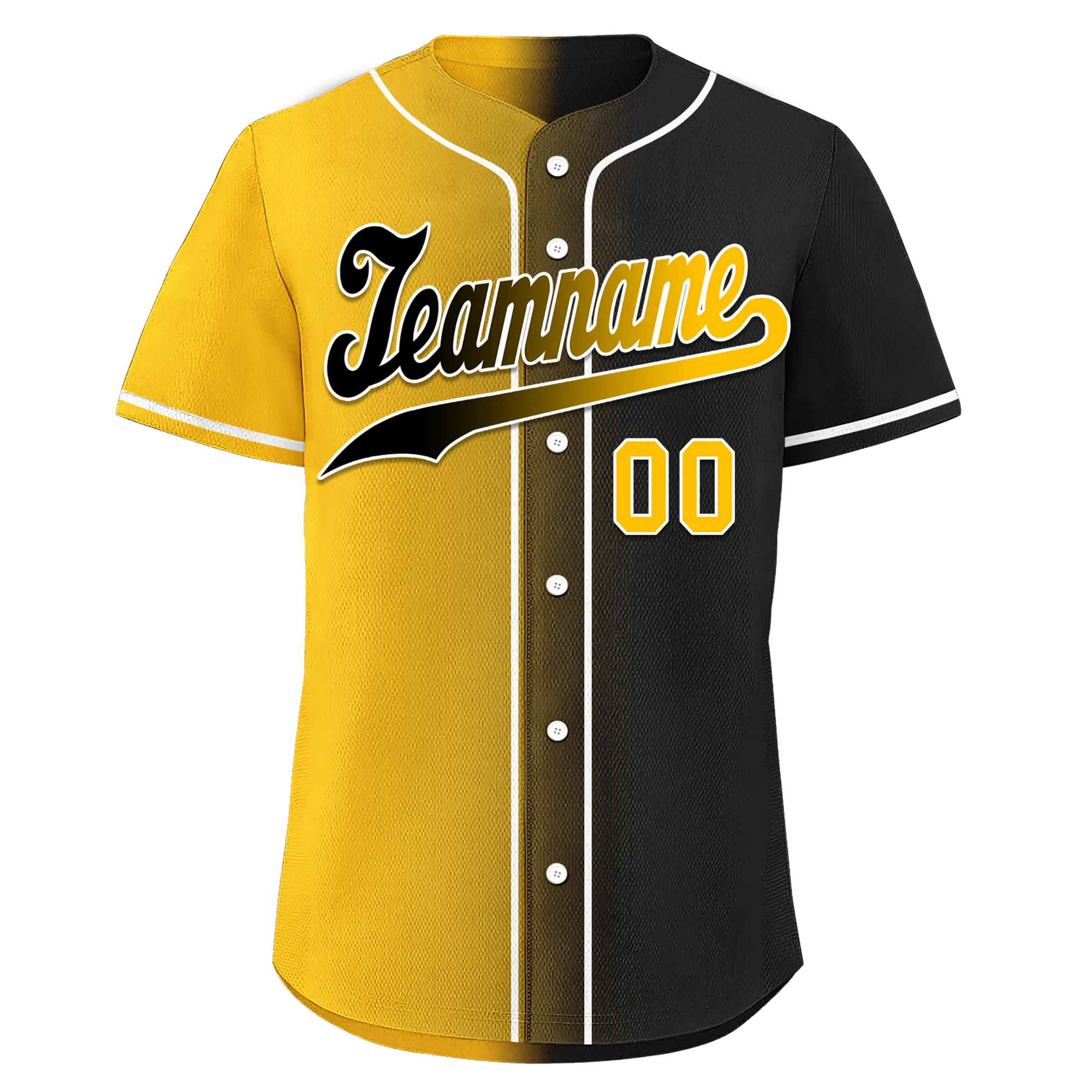 Custom Yellow Black Gradient Fashion Personalized Authentic Baseball Jersey BSBJ01-D0a7a00