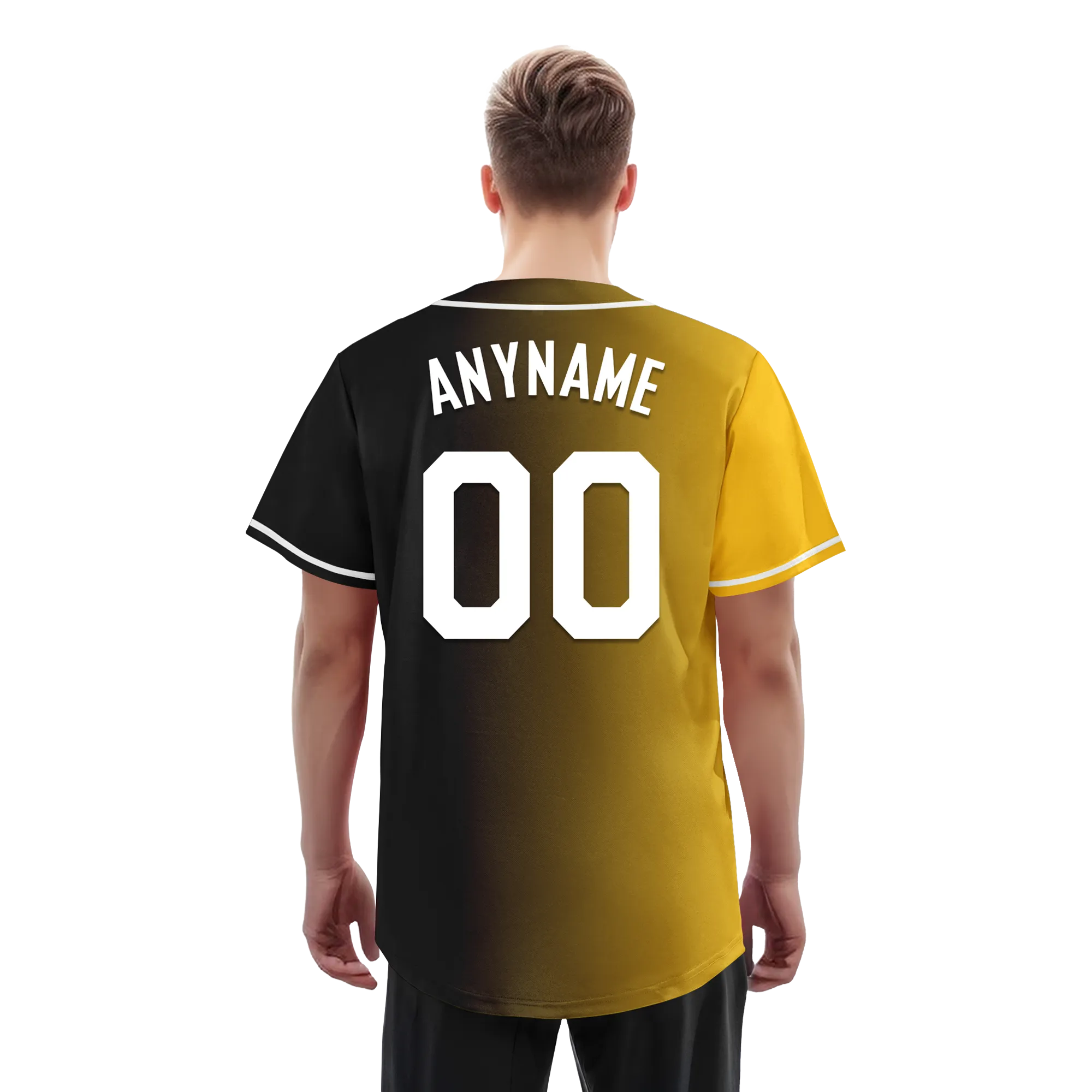 Custom Yellow Black Gradient Fashion Personalized Authentic Baseball Jersey BSBJ01-D0a7a00