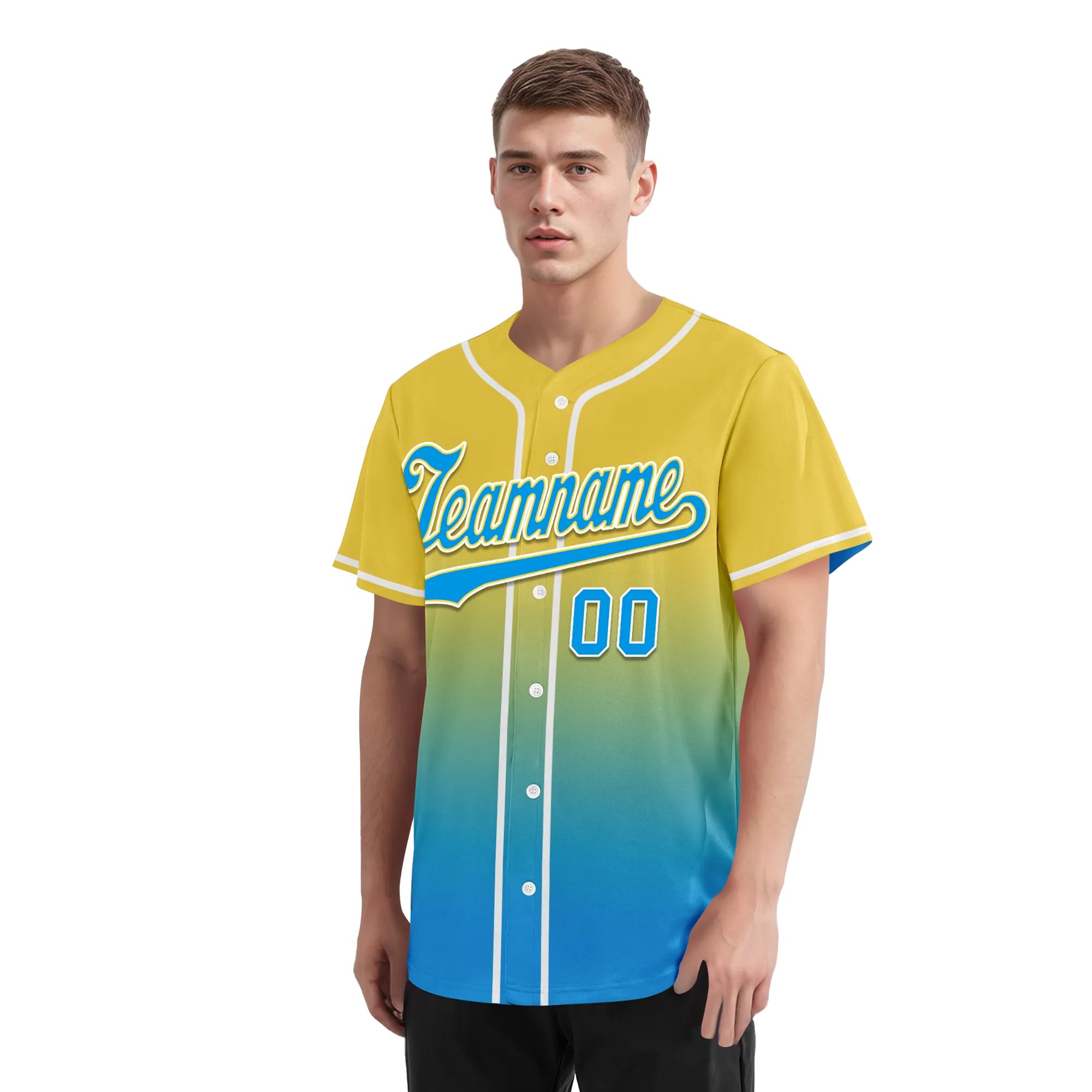 Custom Yellow Blue Fade Fashion Personalized Authentic Baseball Jersey BSBJ01-D0a70fc