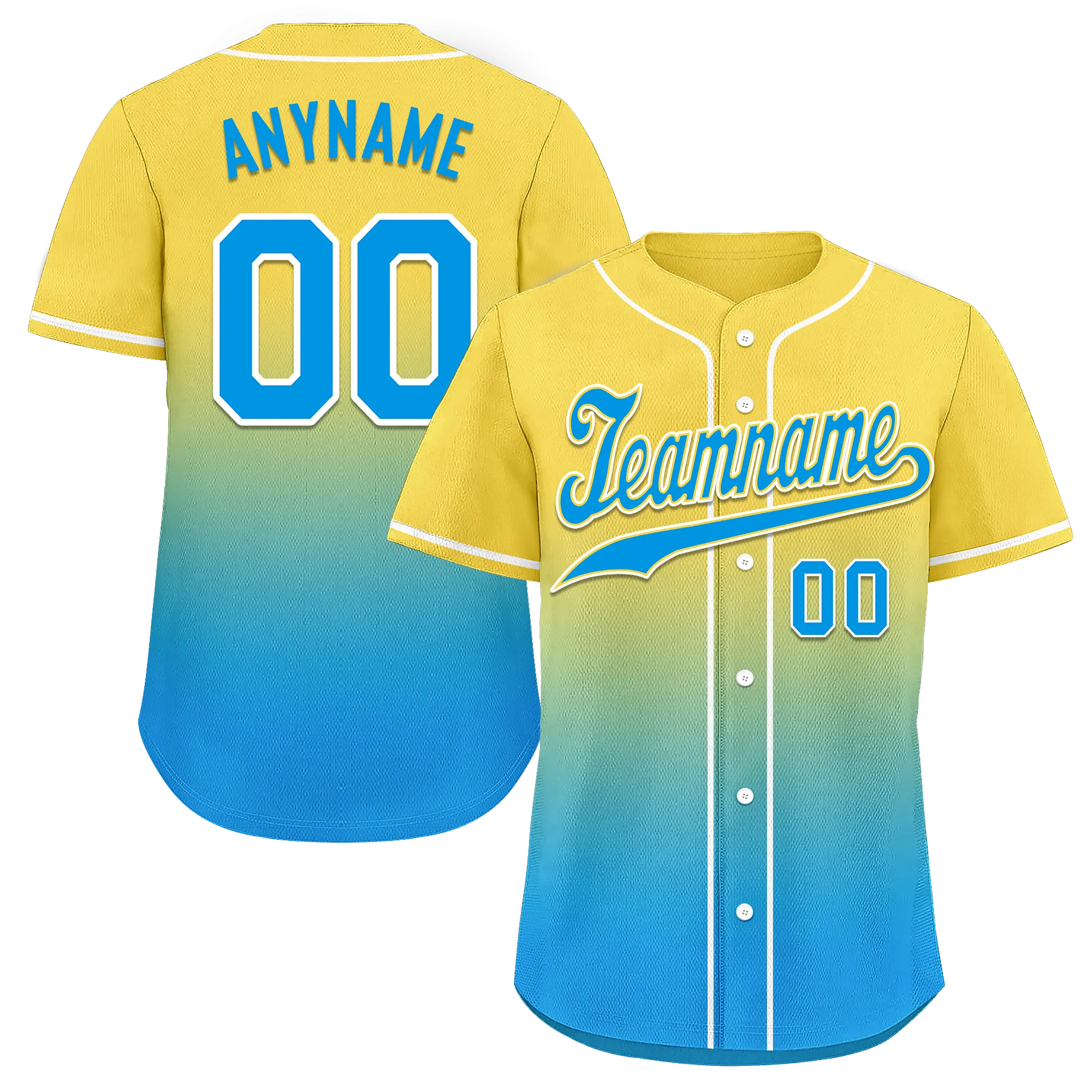 Custom Yellow Blue Fade Fashion Personalized Authentic Baseball Jersey BSBJ01-D0a70fc