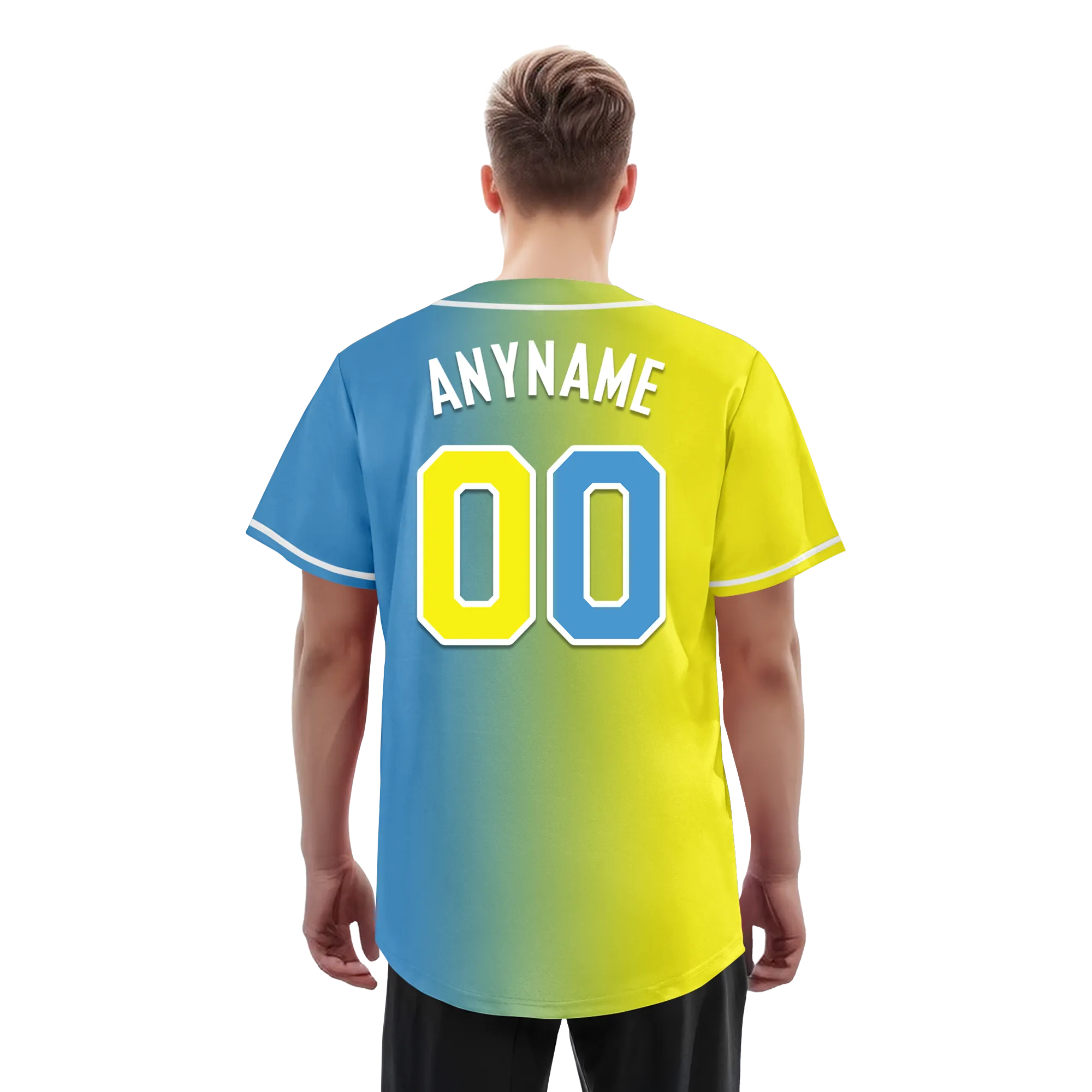 Custom Yellow Blue Gradient Fashion Personalized Authentic Baseball Jersey BSBJ01-D0a7aa0