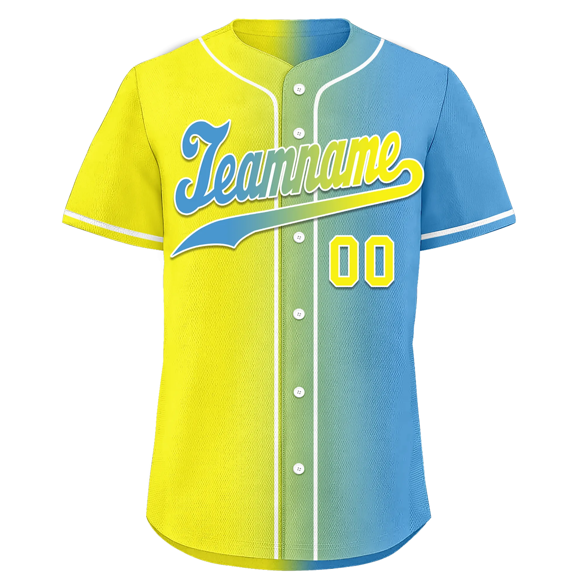 Custom Yellow Blue Gradient Fashion Personalized Authentic Baseball Jersey BSBJ01-D0a7aa0