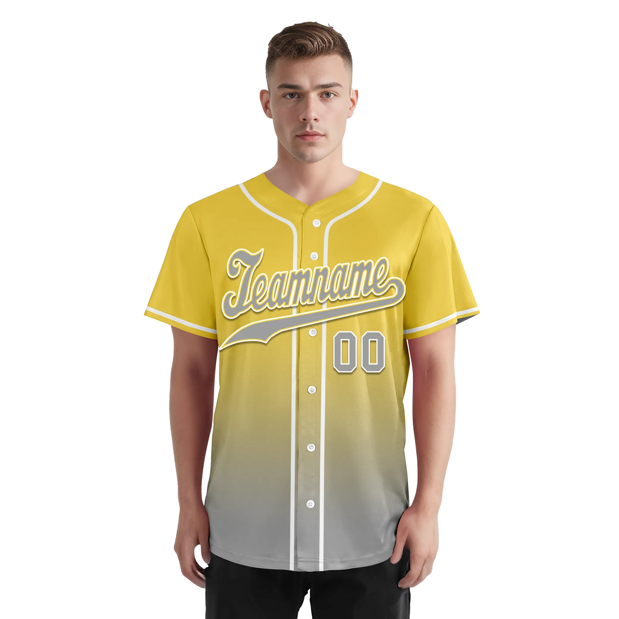 Custom Yellow Grey Fade Fashion Personalized Authentic Baseball Jersey BSBJ01-D0a70fb