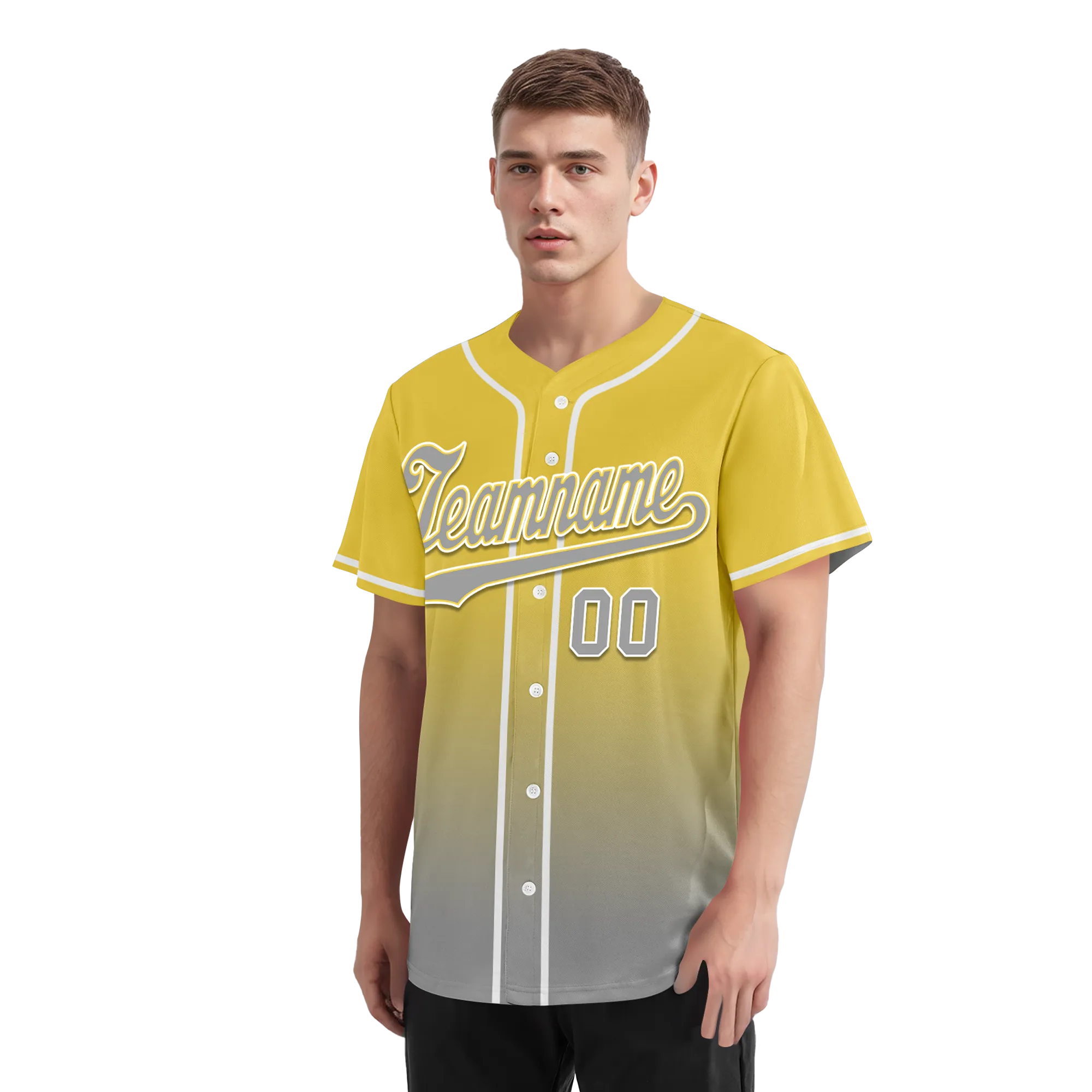 Custom Yellow Grey Fade Fashion Personalized Authentic Baseball Jersey BSBJ01-D0a70fb