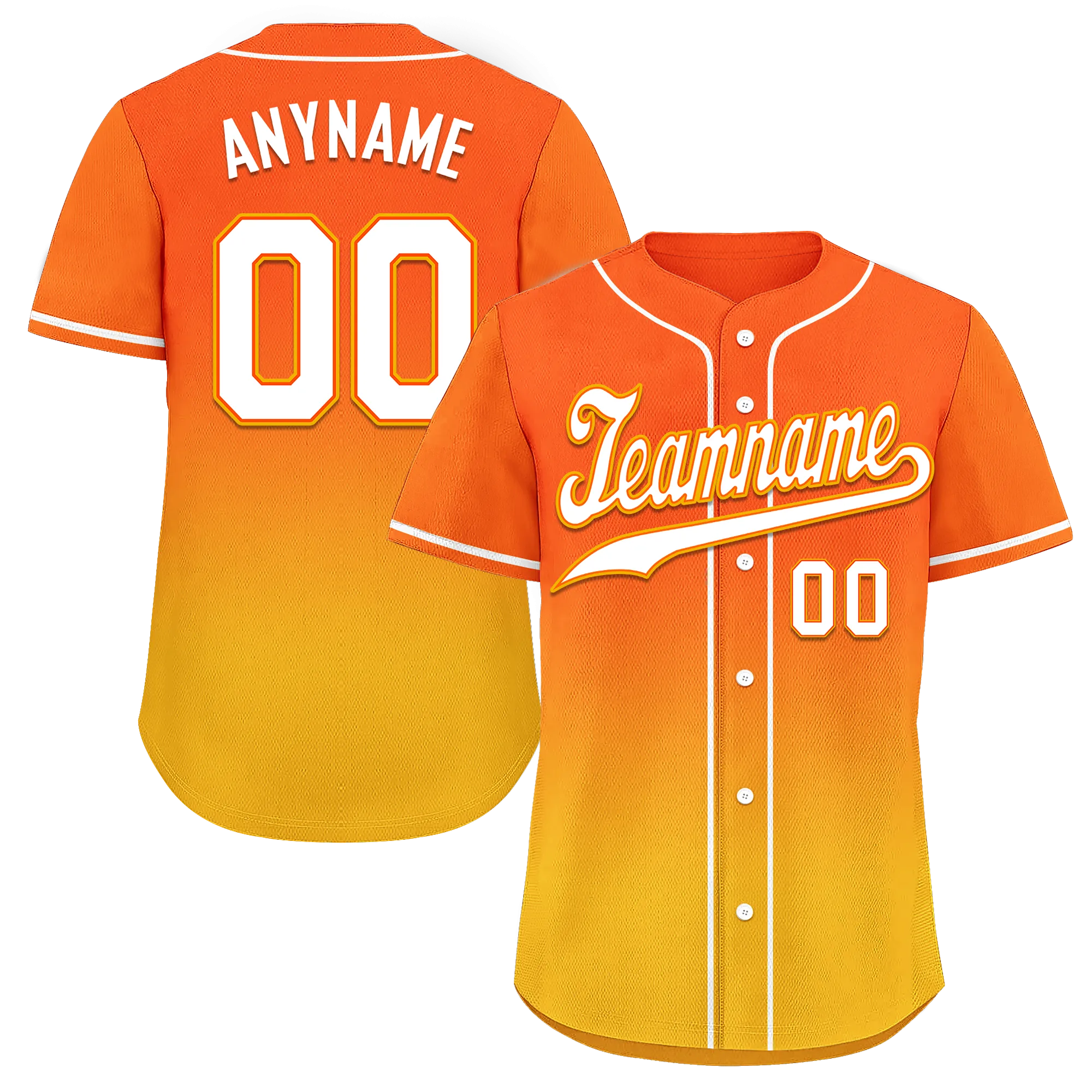 Custom Yellow Orange Fade Fashion Personalized Authentic Baseball Jersey BSBJ01-D0a70c8