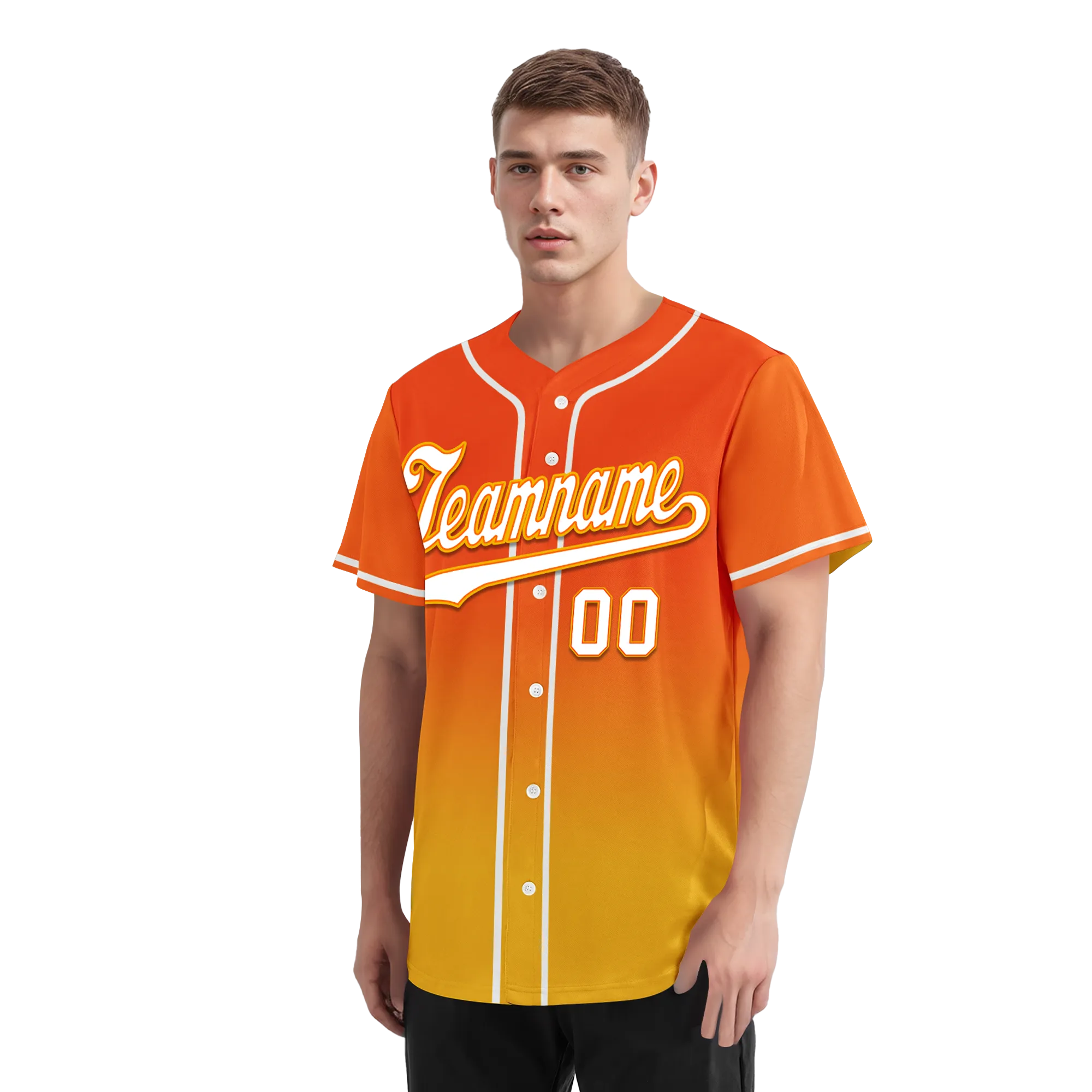 Custom Yellow Orange Fade Fashion Personalized Authentic Baseball Jersey BSBJ01-D0a70c8