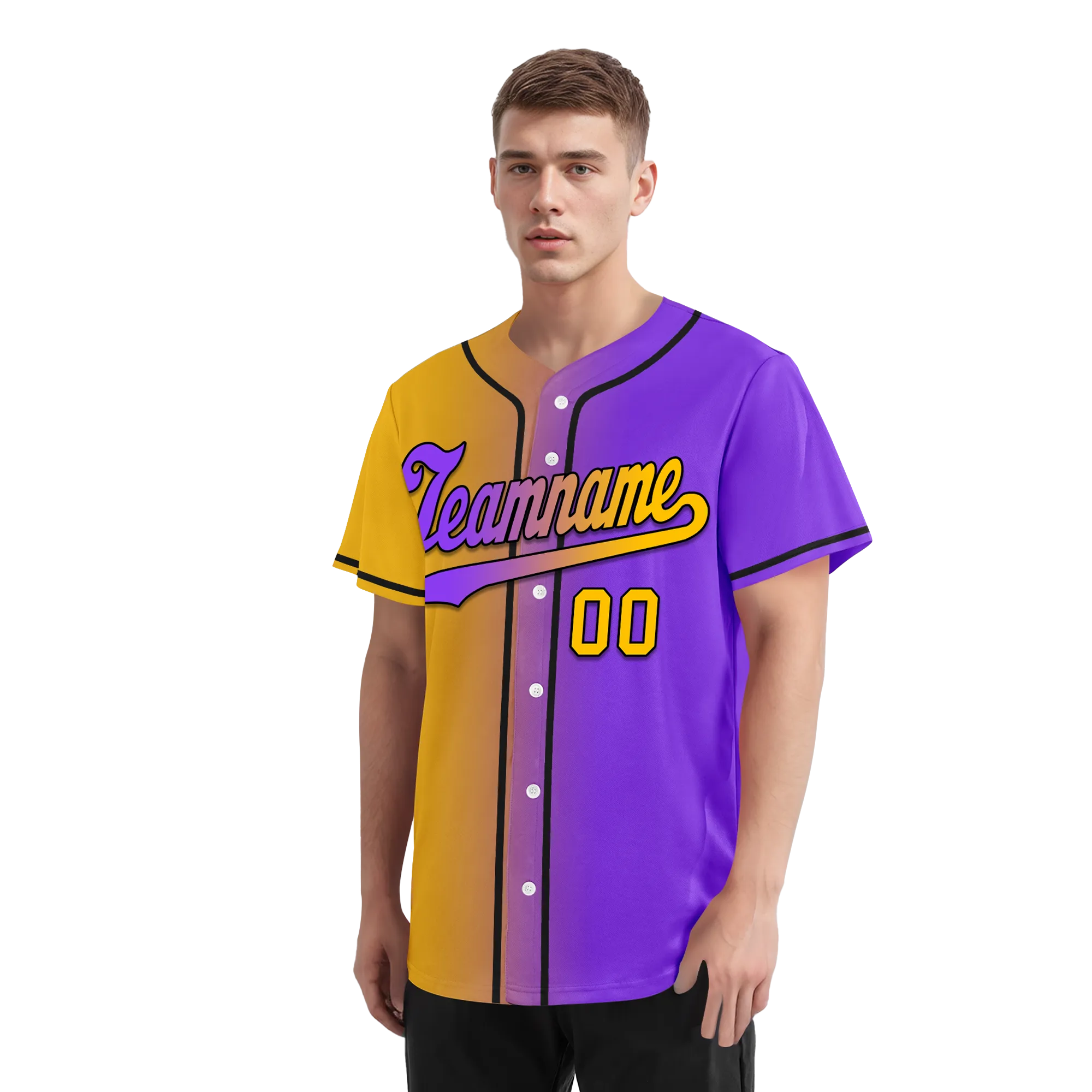Custom Yellow Pink Gradient Fashion Personalized Authentic Baseball Jersey BSBJ01-D0a7a0a
