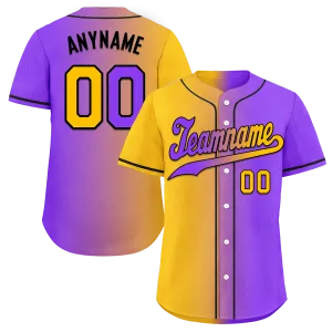 Custom Yellow Pink Gradient Fashion Personalized Authentic Baseball Jersey BSBJ01-D0a7a0a