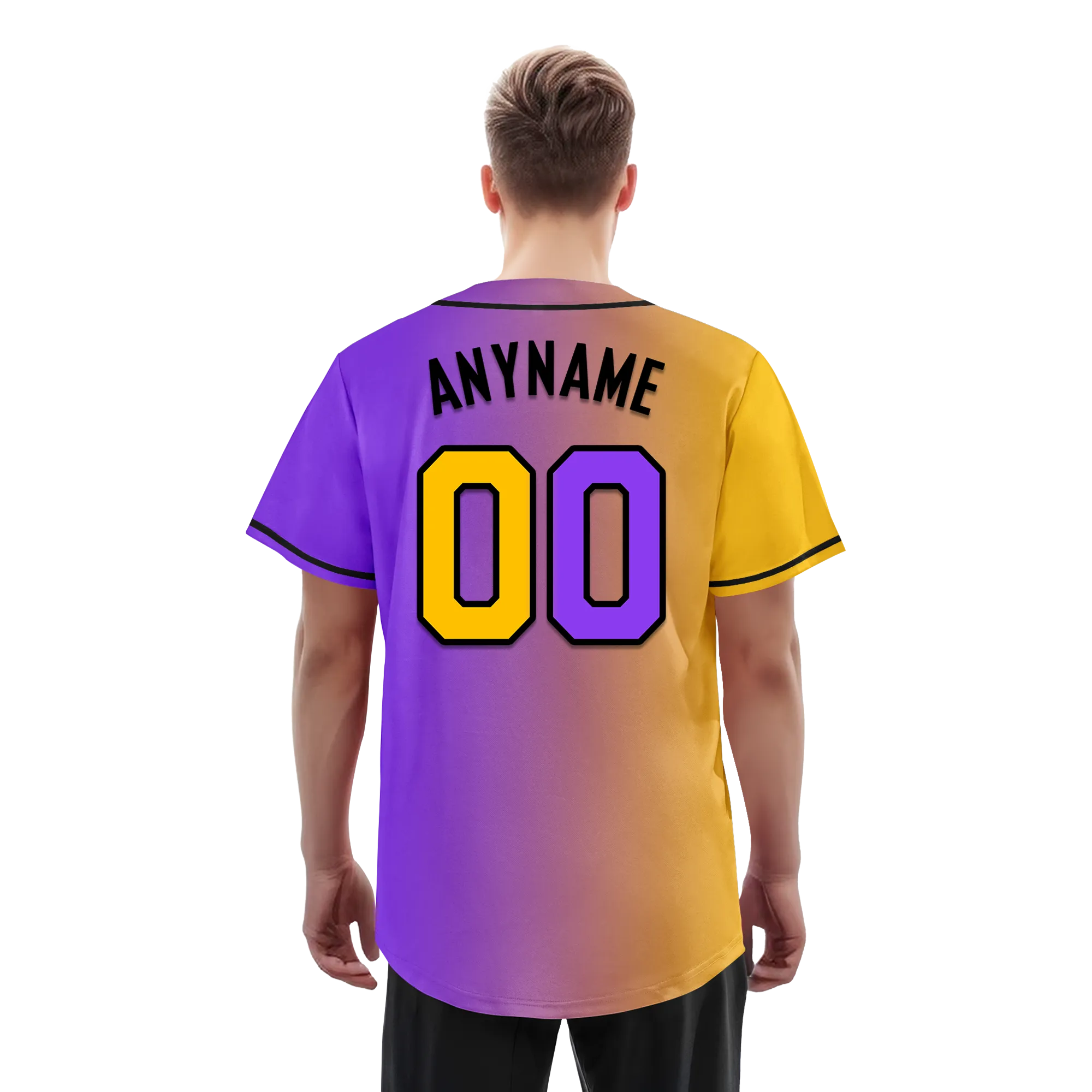 Custom Yellow Pink Gradient Fashion Personalized Authentic Baseball Jersey BSBJ01-D0a7a0a
